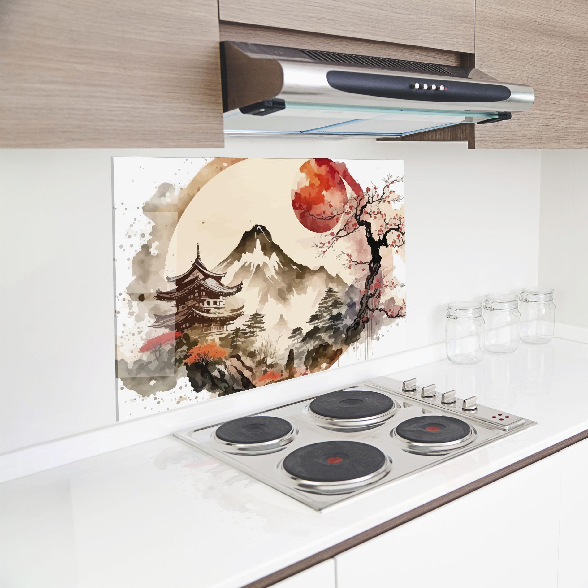 Küchenrückwand Glas Asiatic Blossom View mockup 8