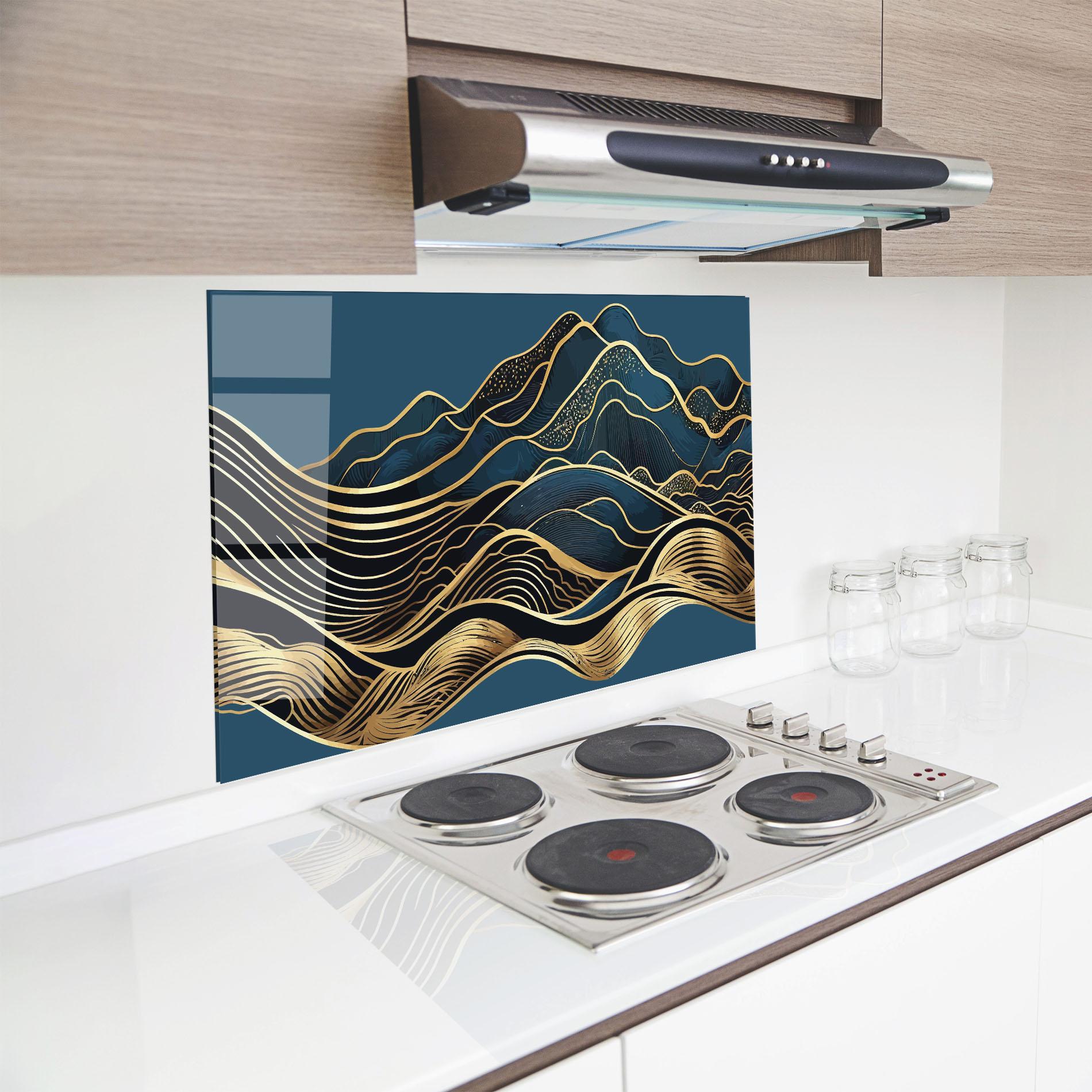 Küchenrückwand Glas Asiatic Blue Wave mockup 8