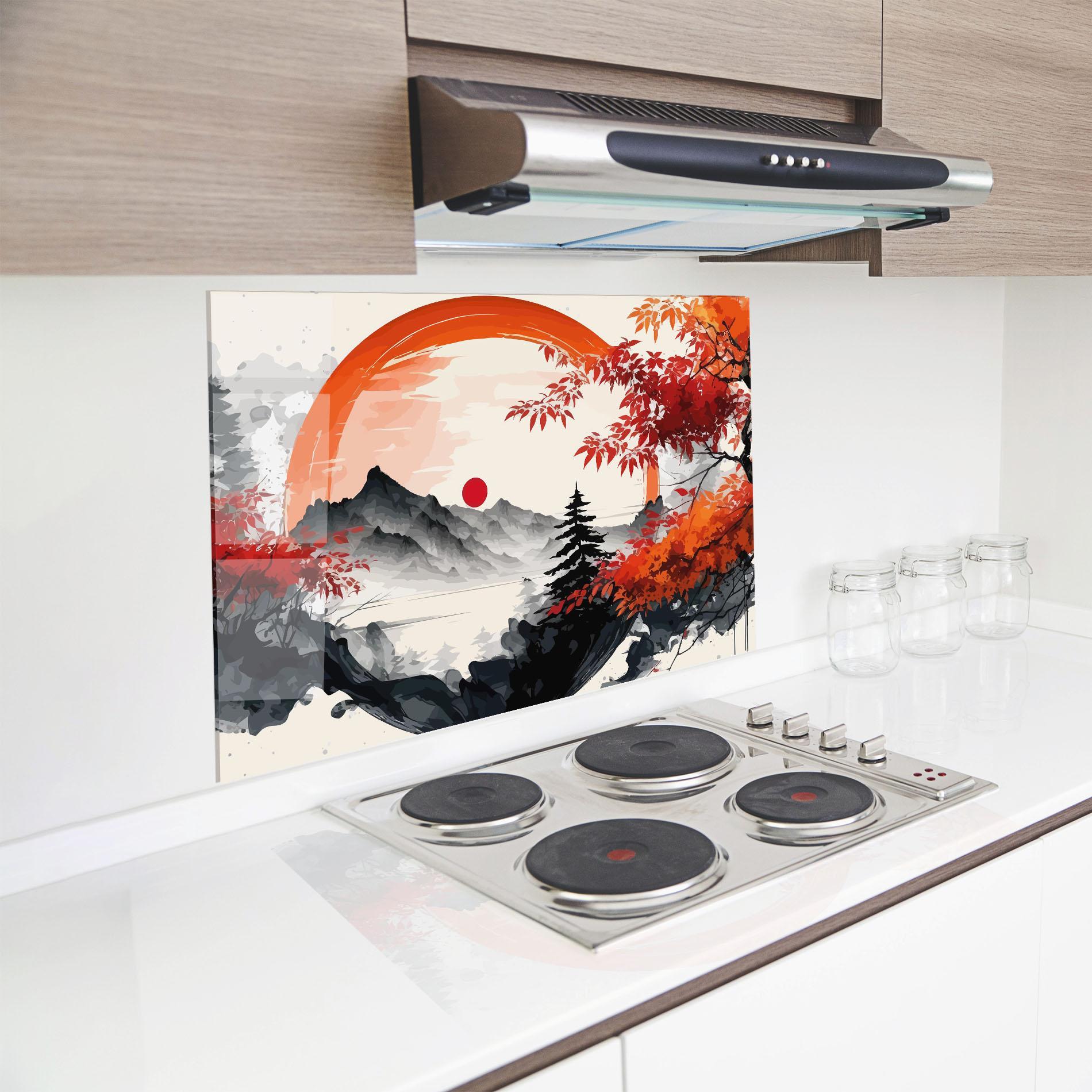 Küchenrückwand Glas Asiatic Grey Montain mockup 8