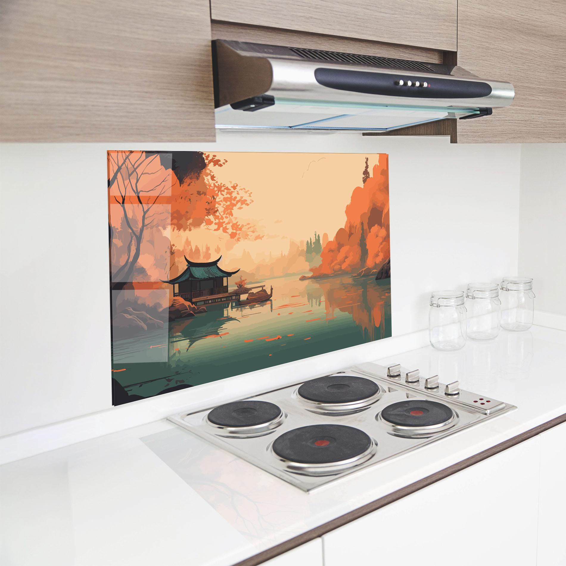 Küchenrückwand Glas Asiatic Lake mockup 8