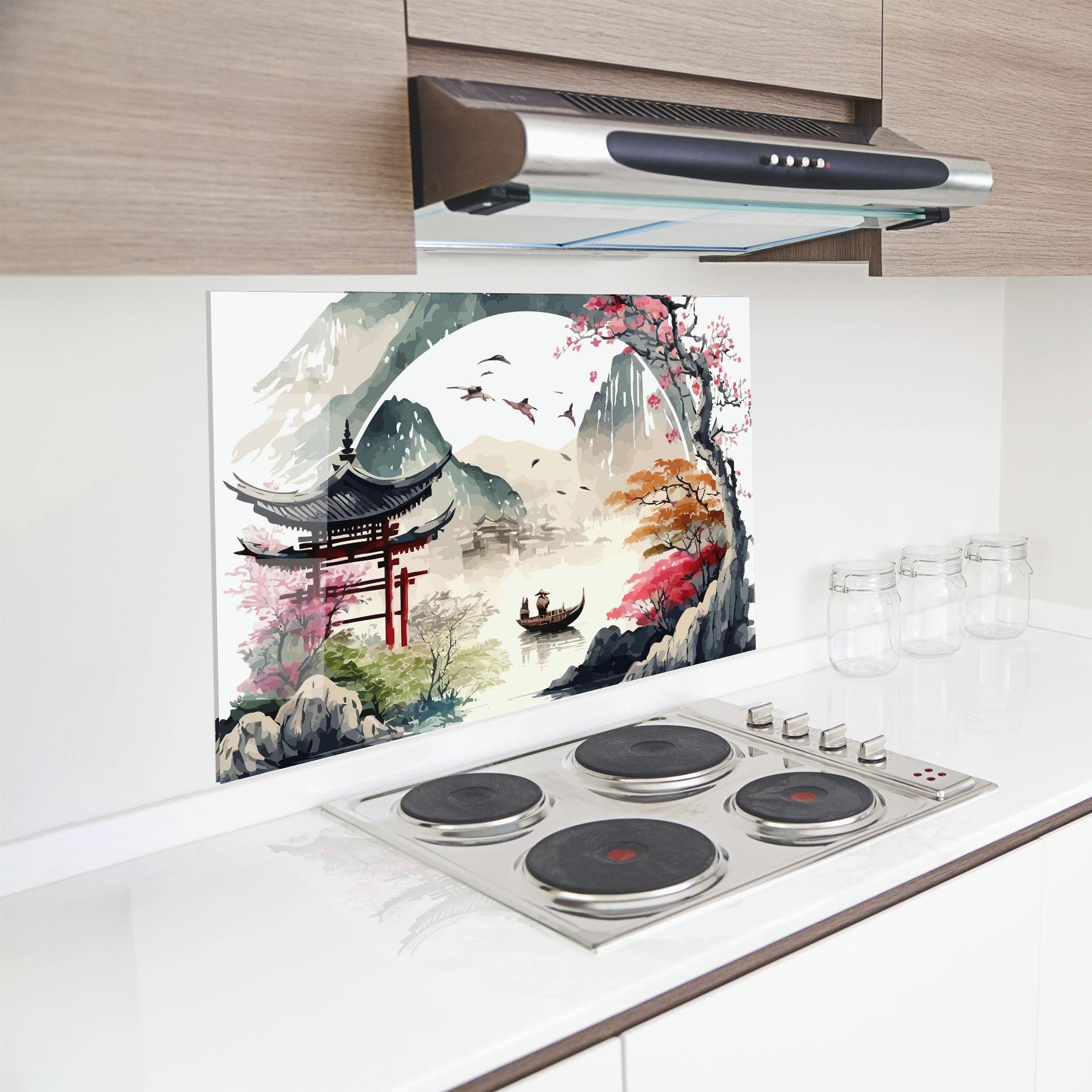 Küchenrückwand Glas Beautiful Asiatic View mockup 8