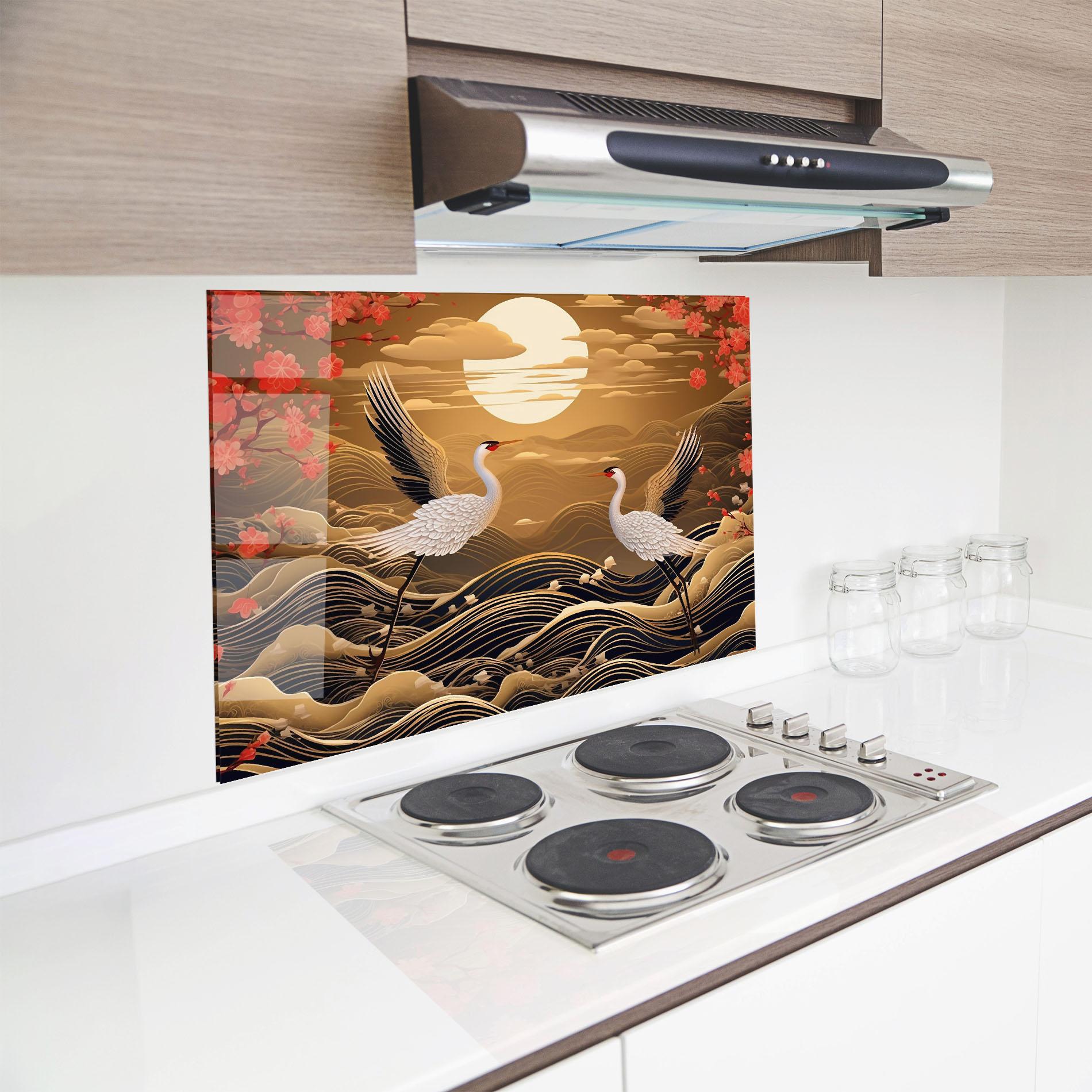 Küchenrückwand Glas Chinese Oil Painting mockup 8