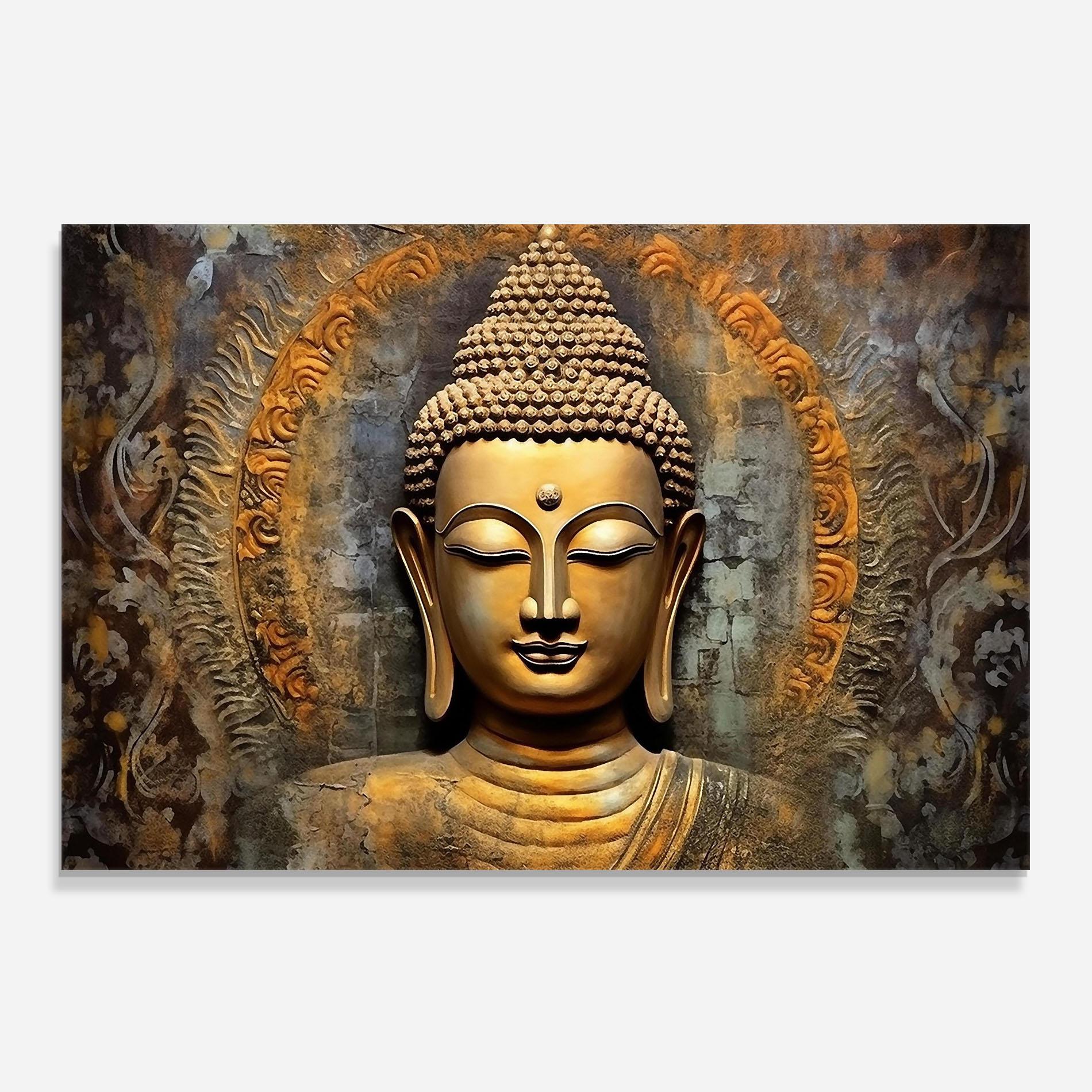 Küchenrückwand Glas Buddha 3d Head mockup 0