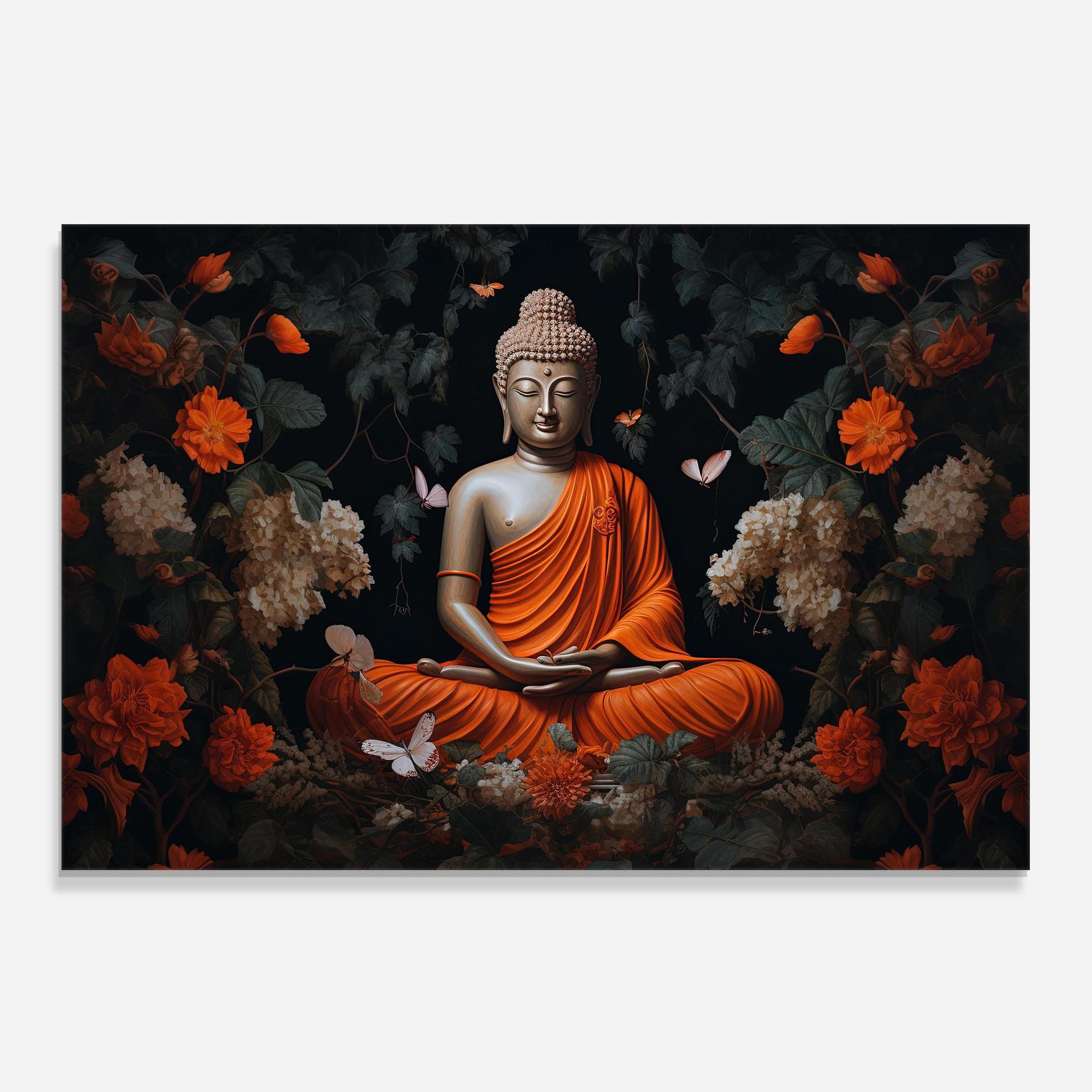 Küchenrückwand Glas Butterfly Buddha mockup 0