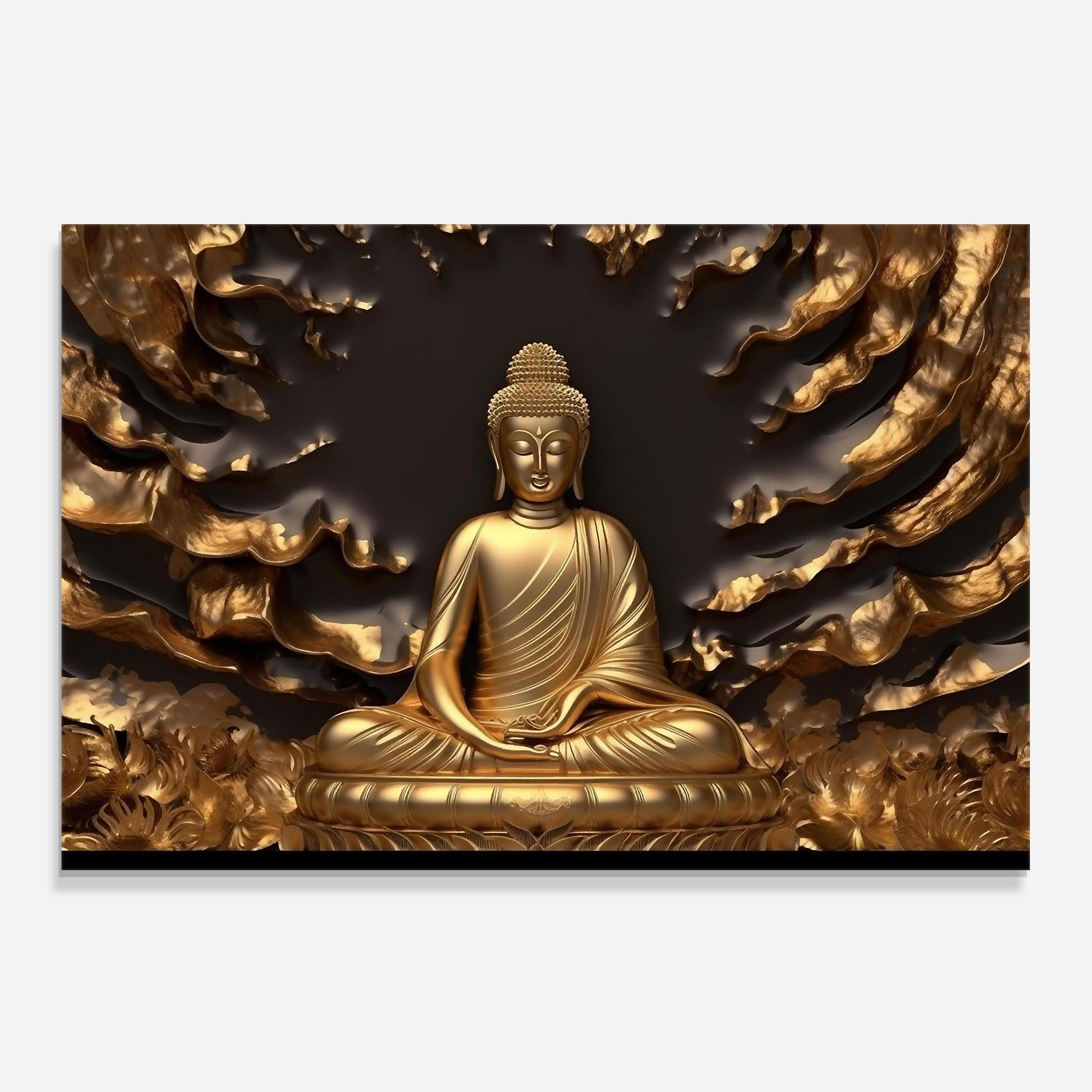Küchenrückwand Glas Gold 3d Buddha mockup 0