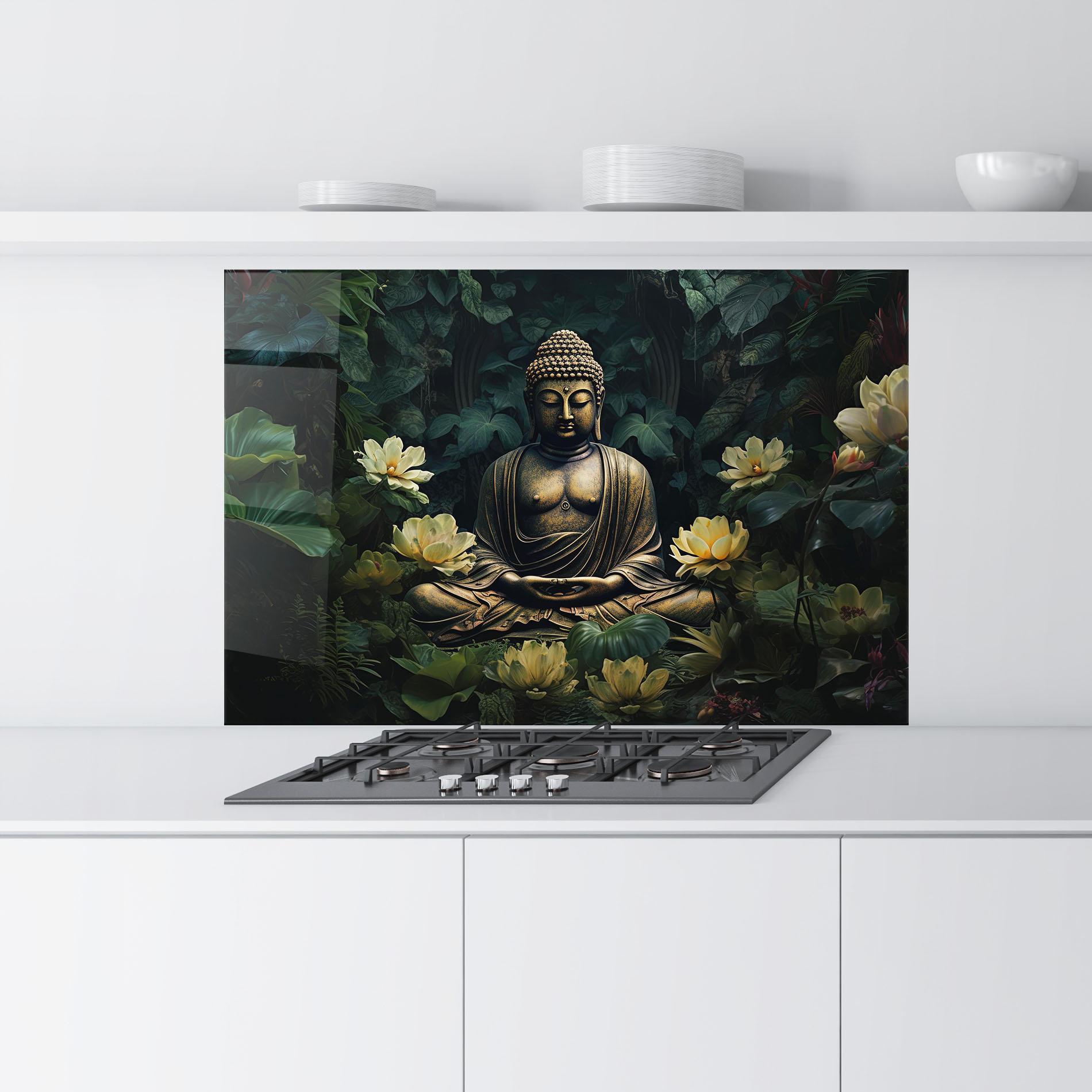 Küchenrückwand Glas Calm Buddha Art mockup 9