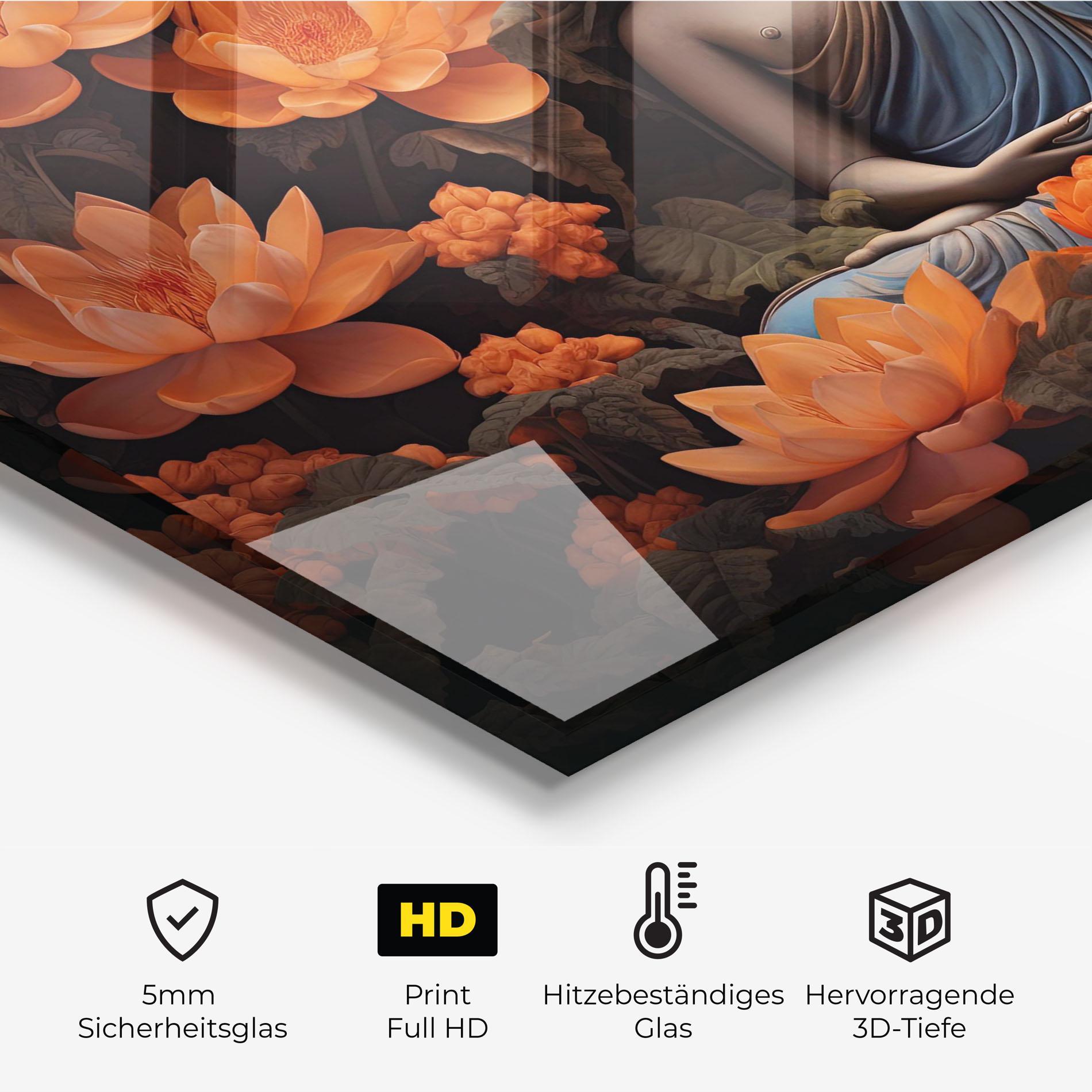 Küchenrückwand Glas Big Flower Buddha mockup 2