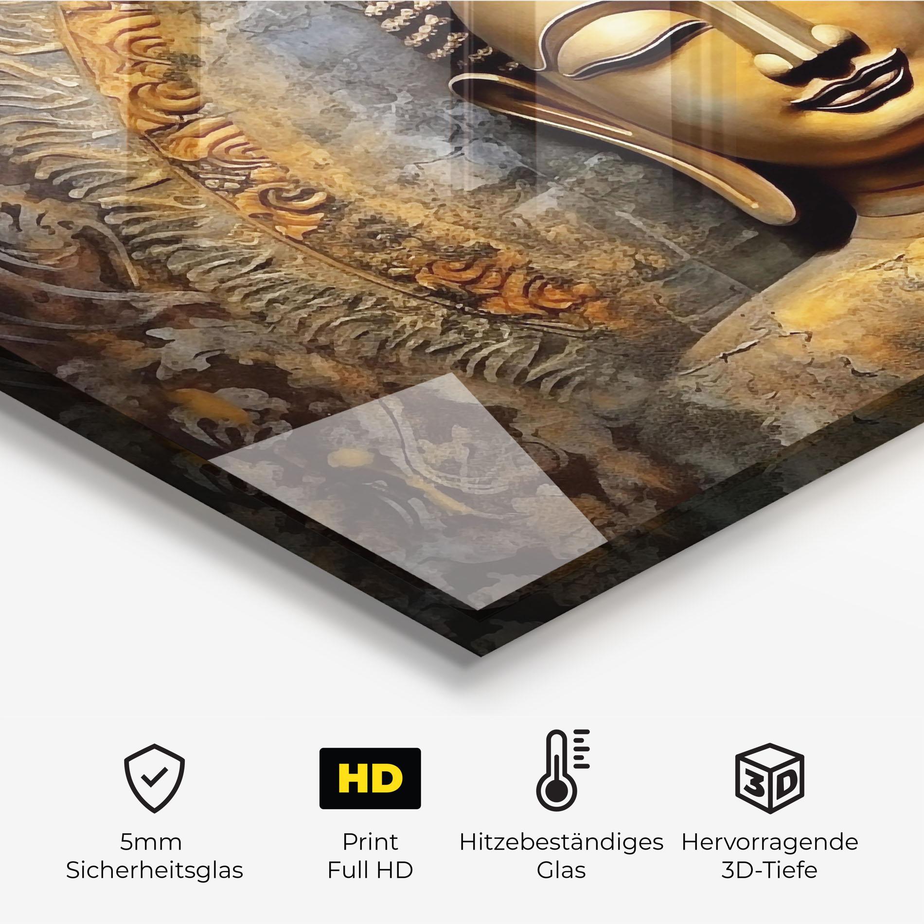 Küchenrückwand Glas Buddha 3d Head mockup 2