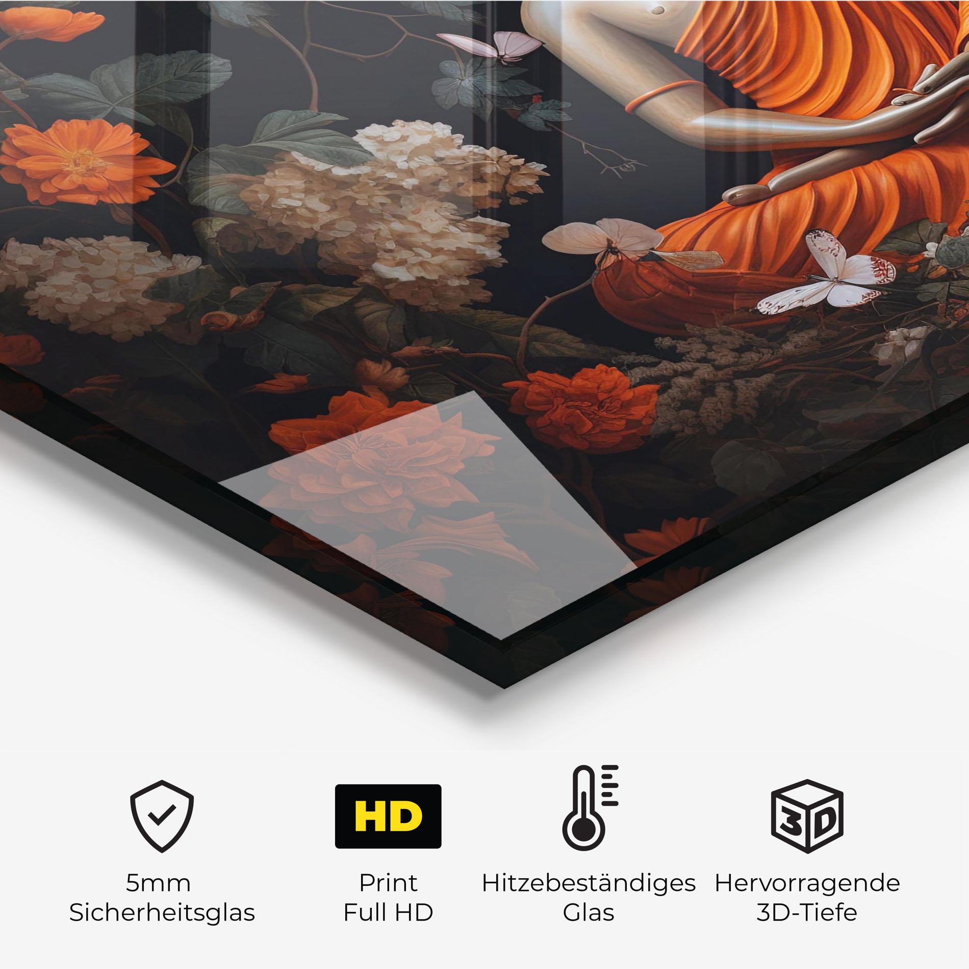 Küchenrückwand Glas Butterfly Buddha mockup 2