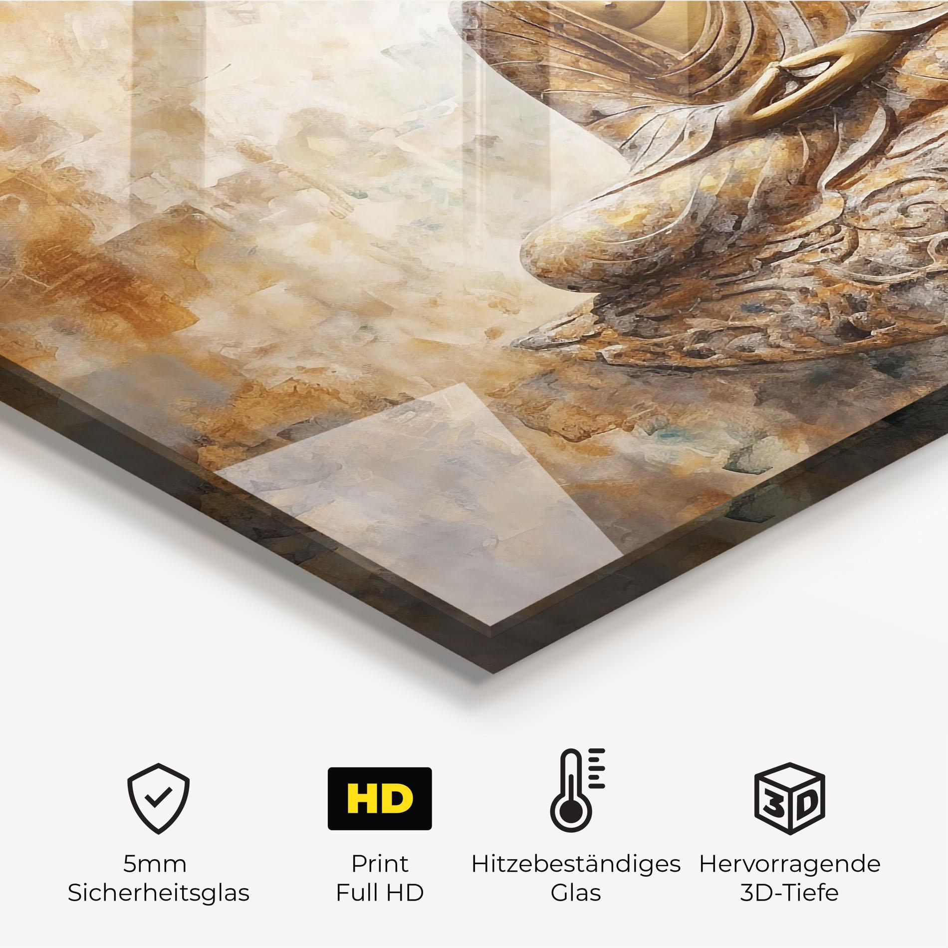 Küchenrückwand Glas Cream Buddha Art mockup 2