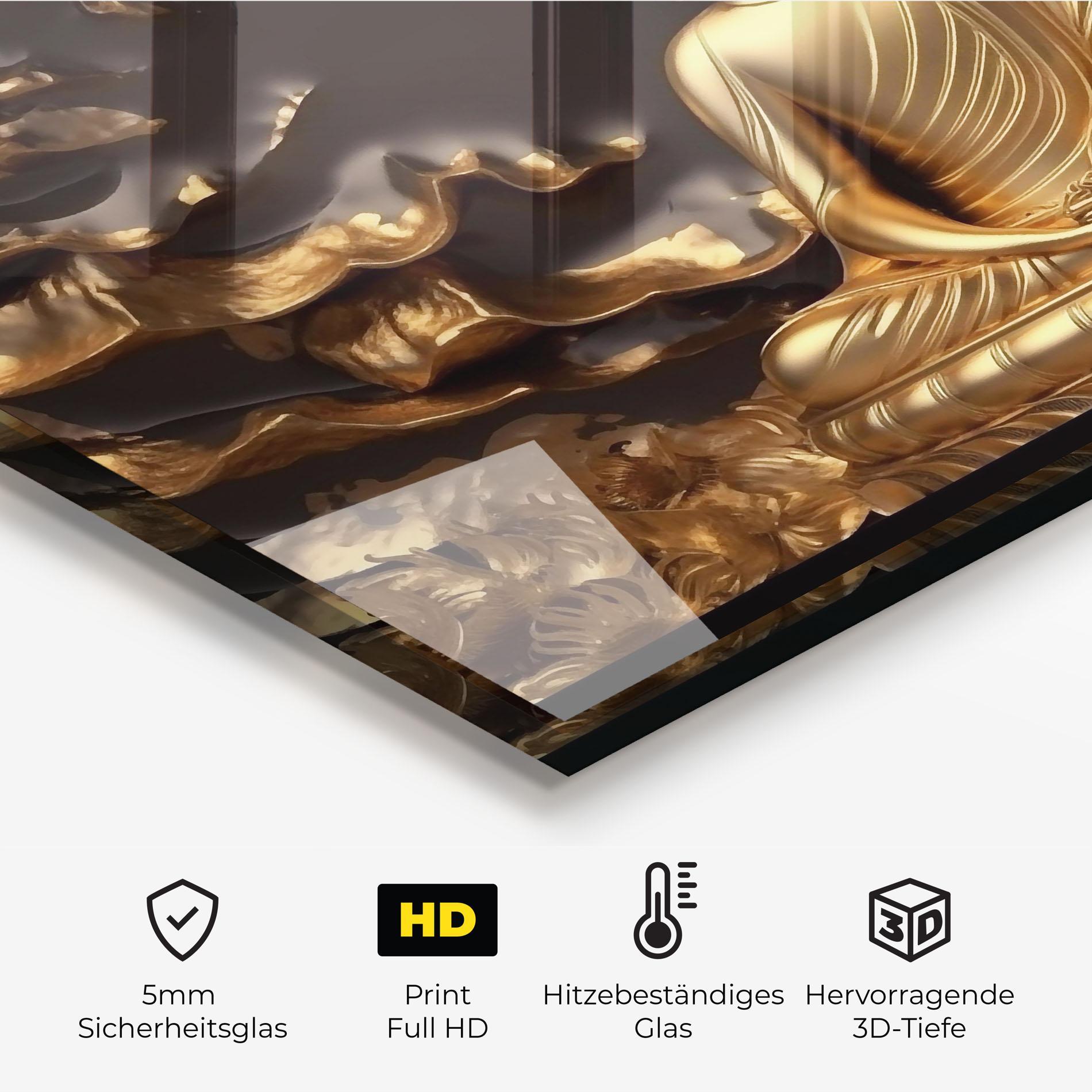 Küchenrückwand Glas Gold 3d Buddha mockup 2