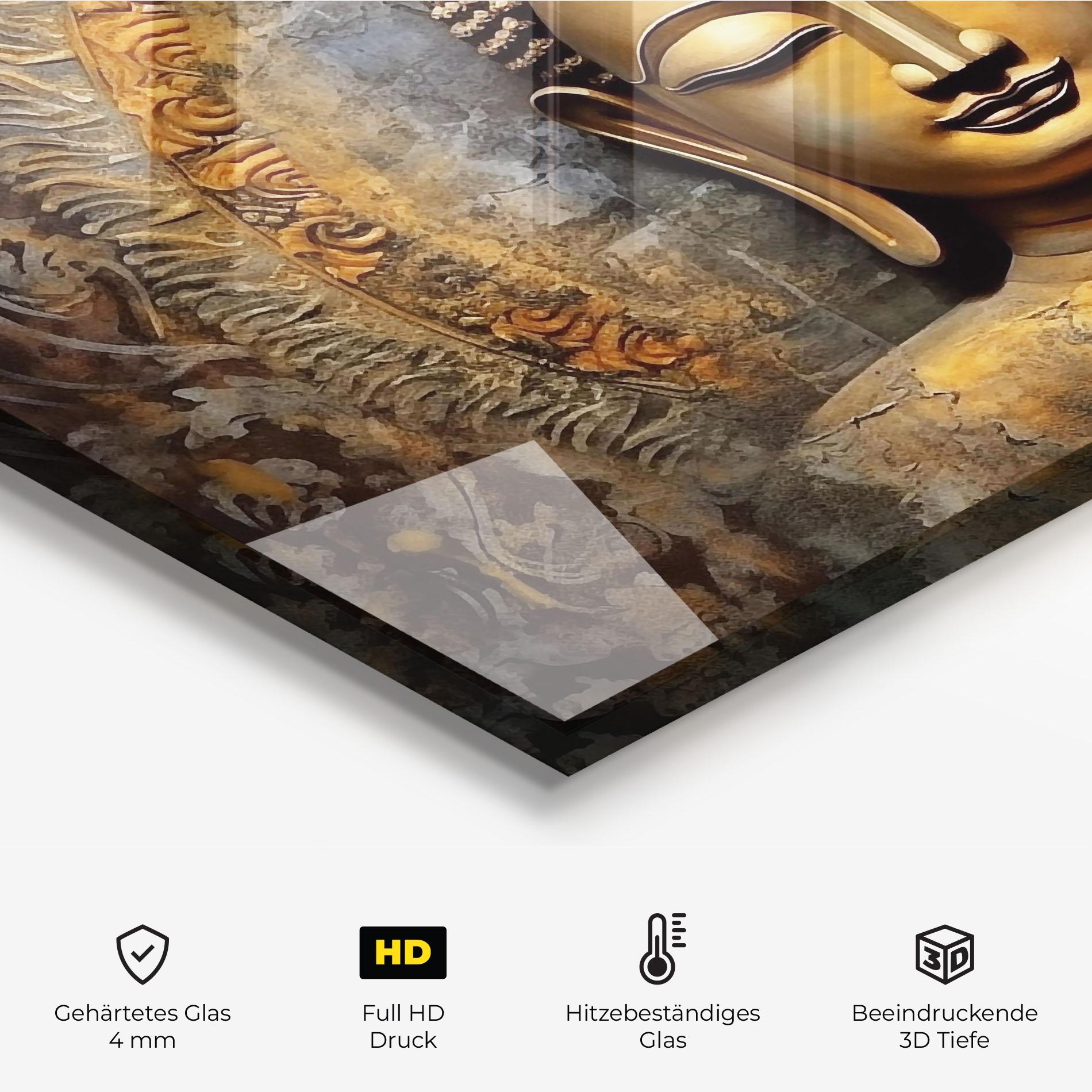 Küchenrückwand Glas Buddha 3d Head mockup 2