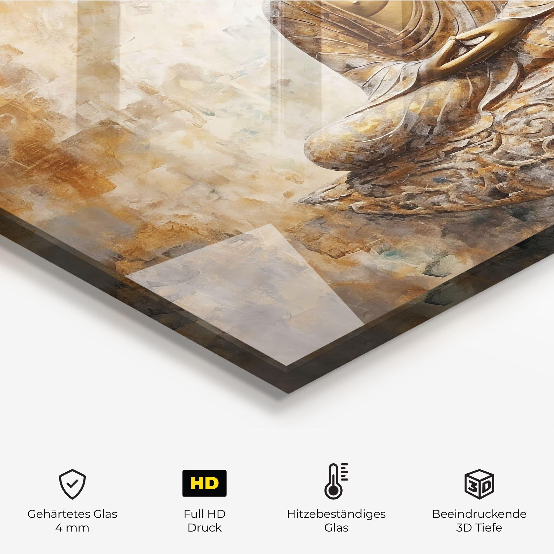 Küchenrückwand Glas Cream Buddha Art mockup 2