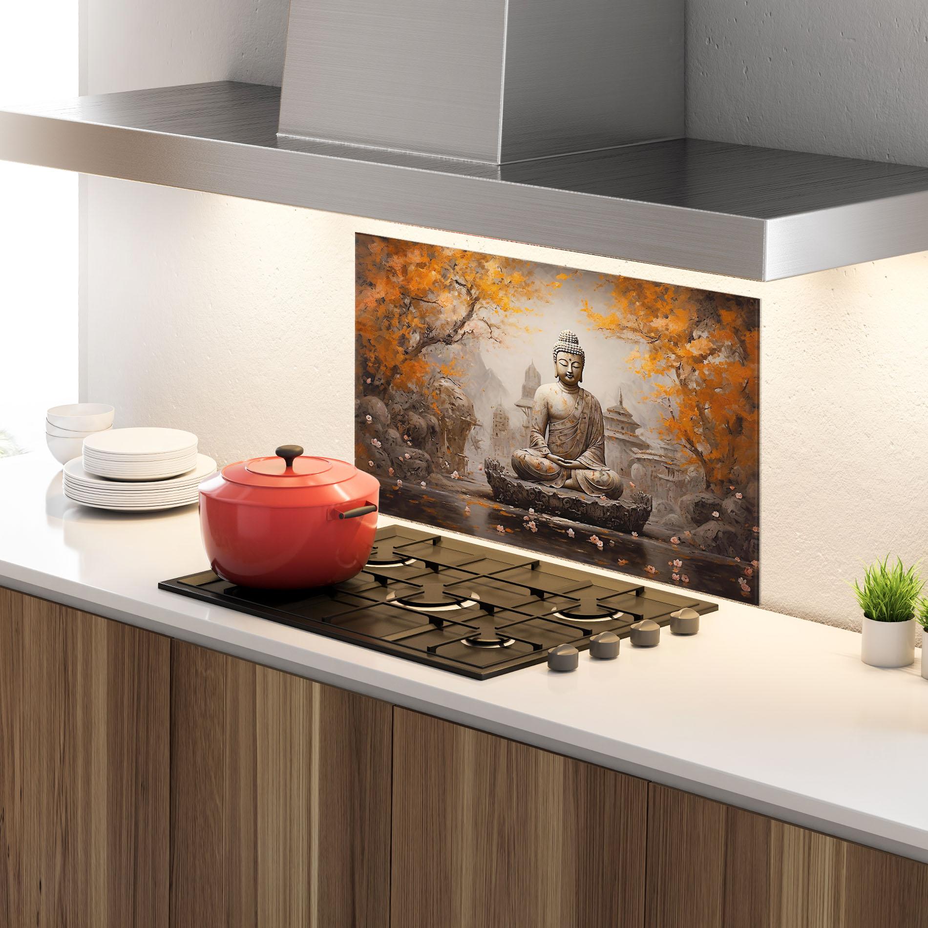 Küchenrückwand Glas Beautiful Buddha Art mockup 4