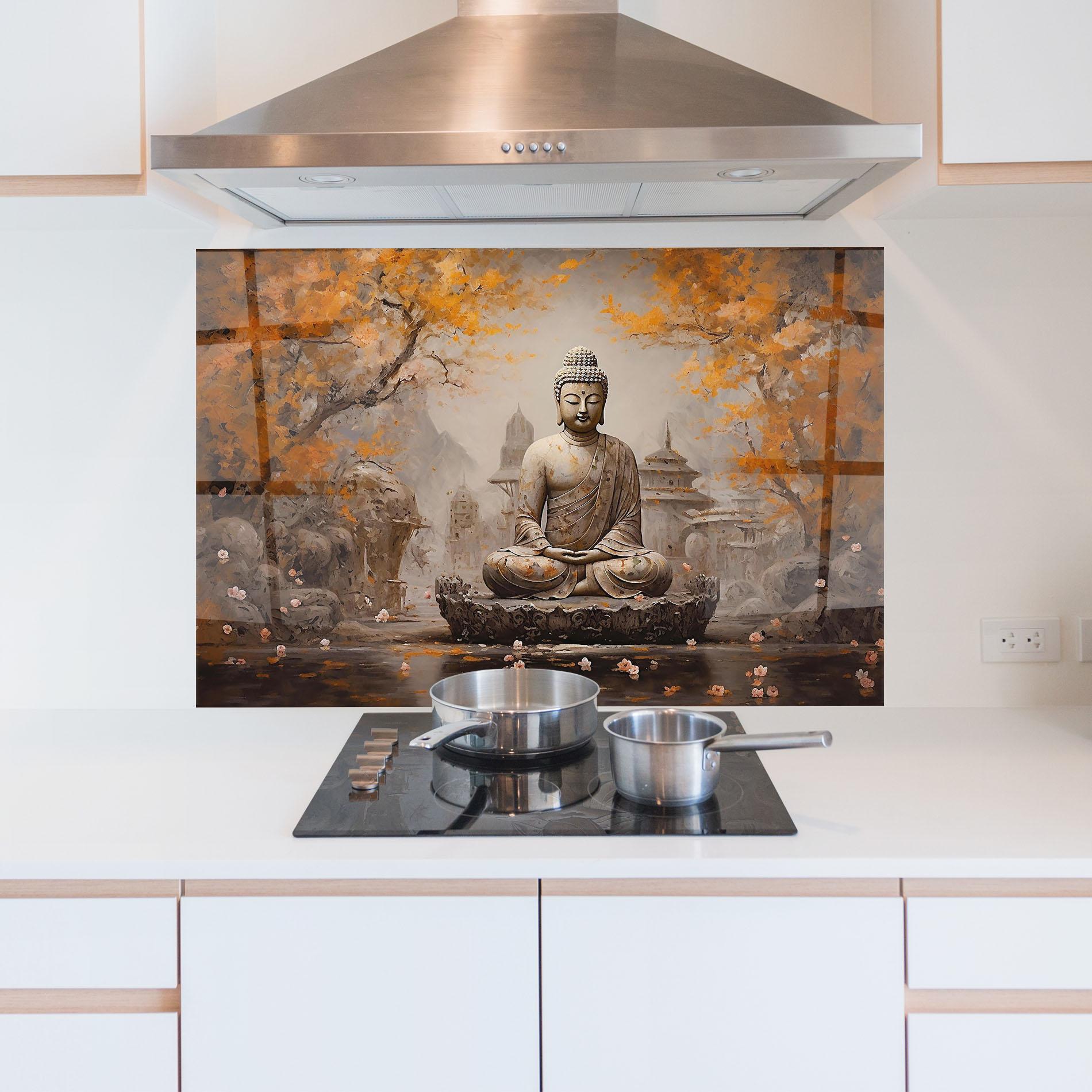 Küchenrückwand Glas Beautiful Buddha Art mockup 5
