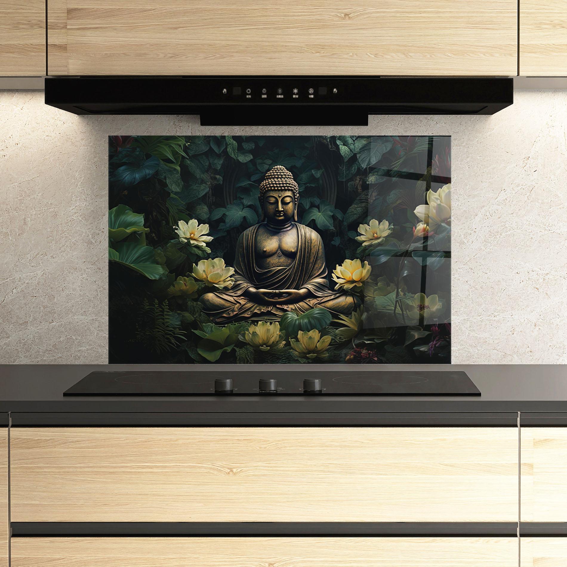 Küchenrückwand Glas Calm Buddha Art mockup 3