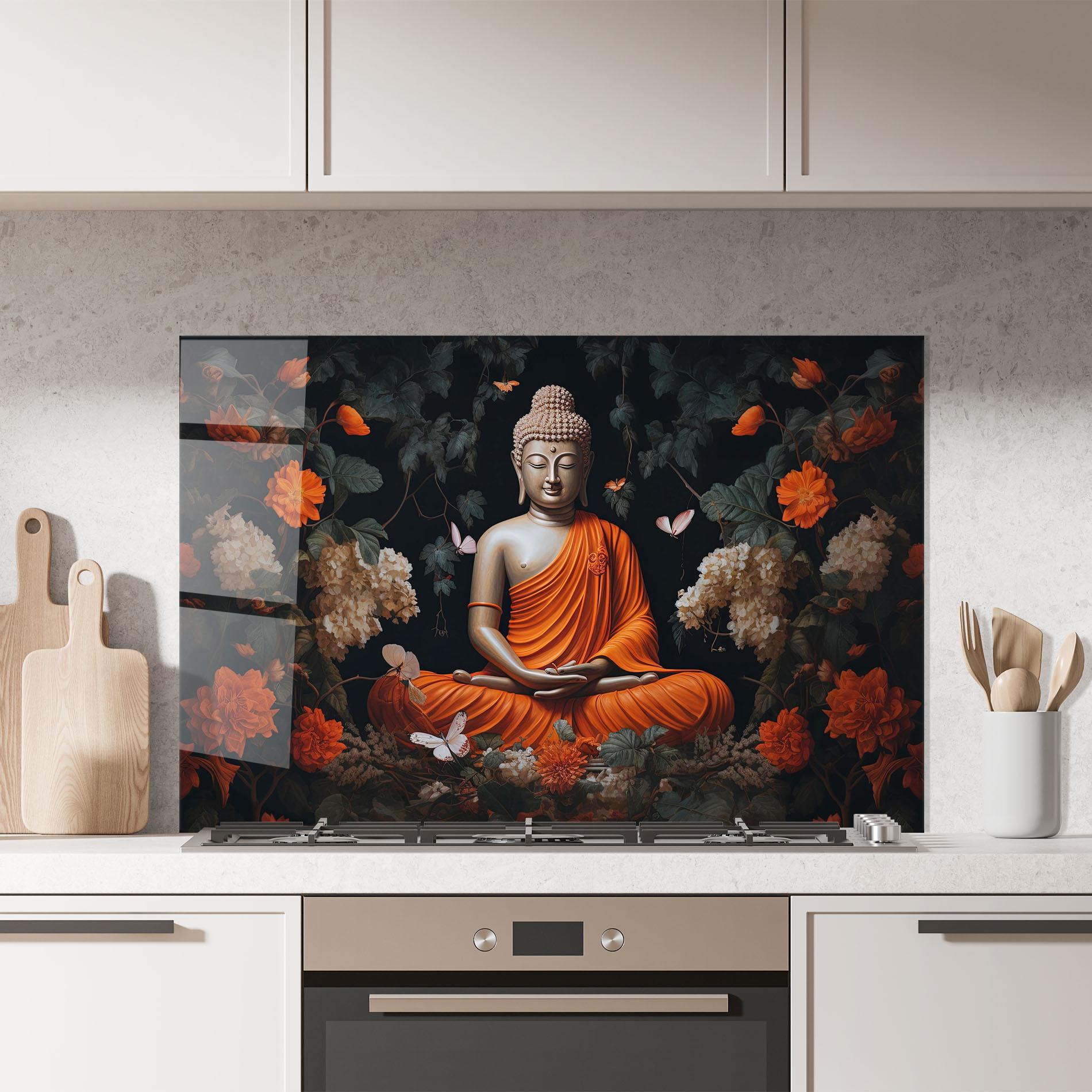 Küchenrückwand Glas Butterfly Buddha mockup 7