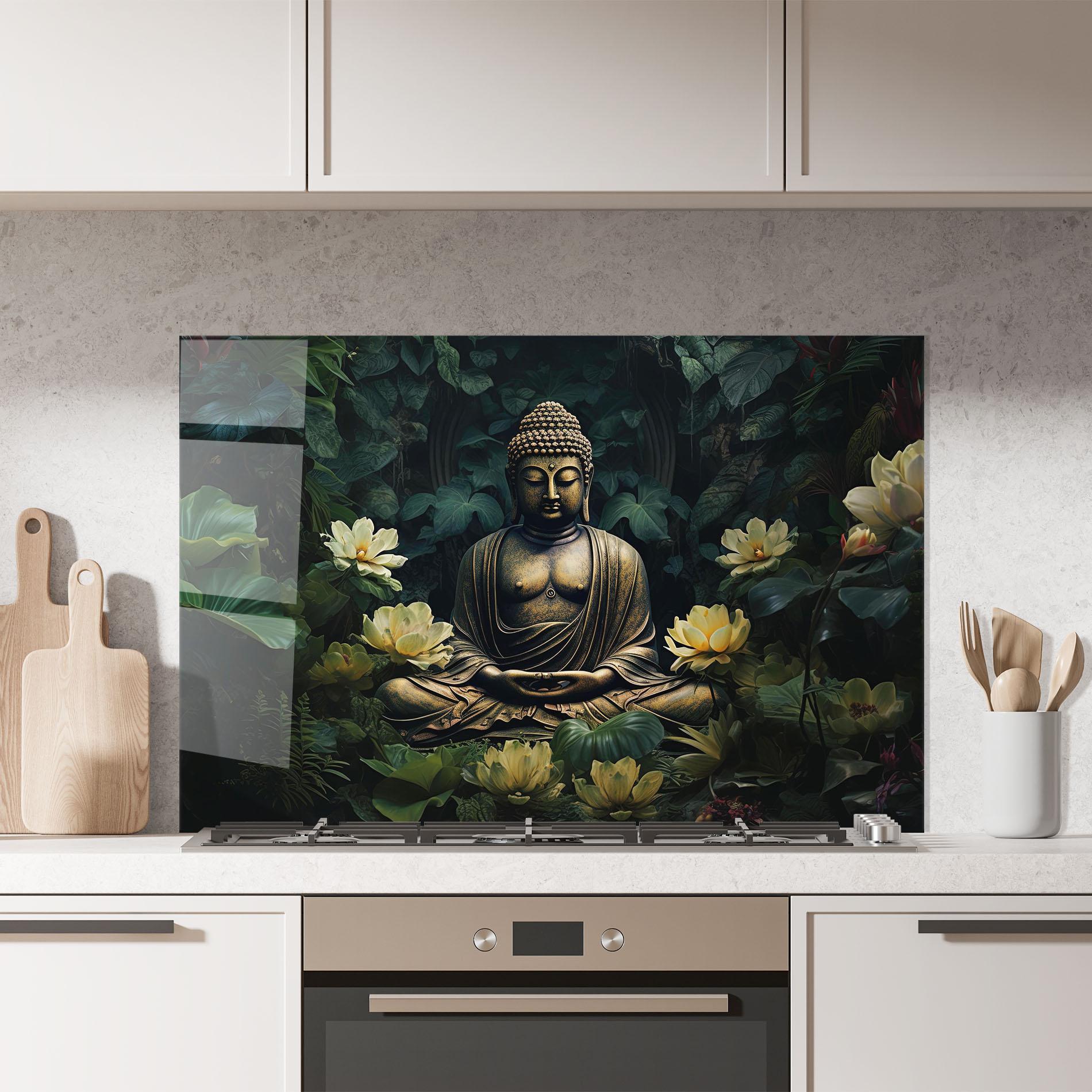 Küchenrückwand Glas Calm Buddha Art mockup 7