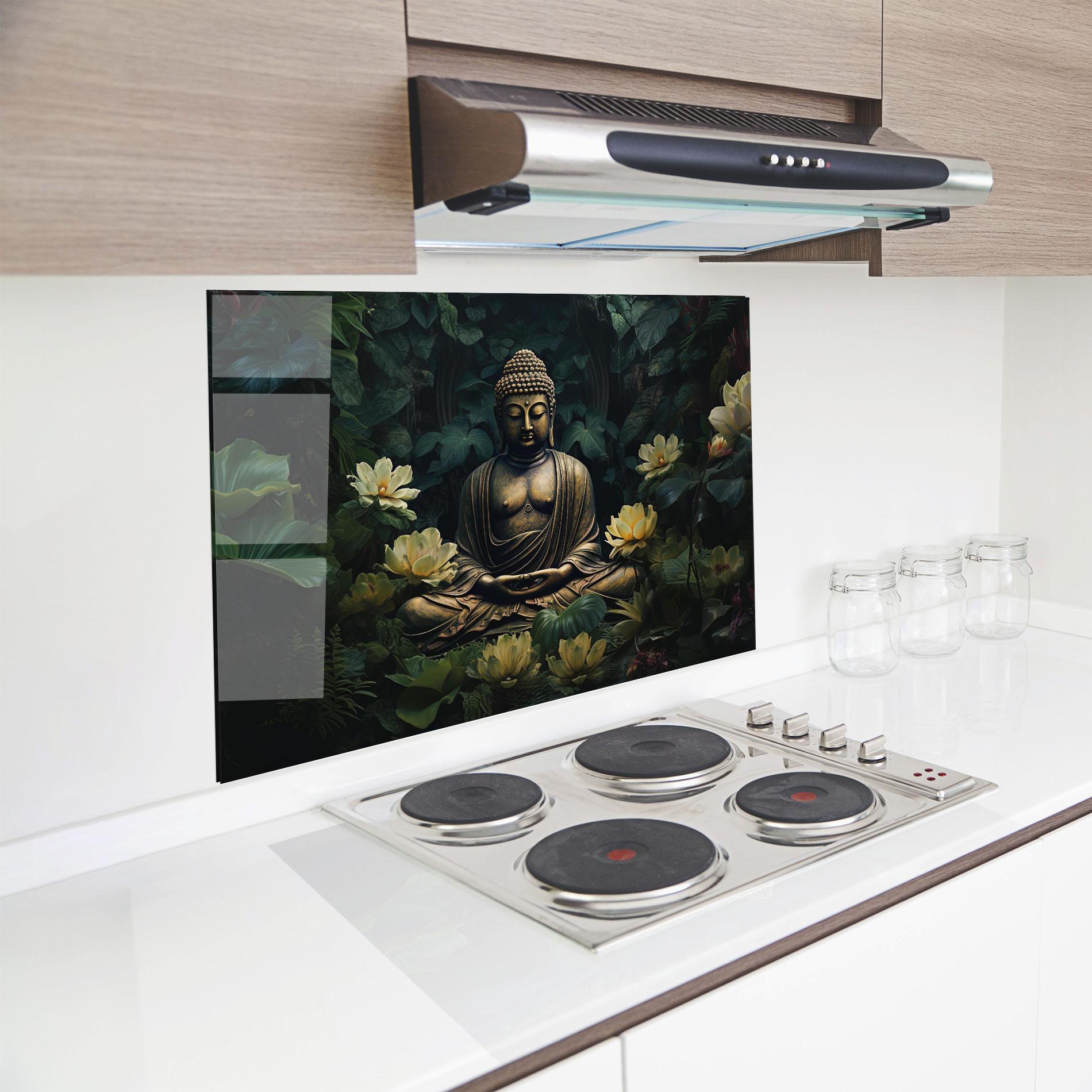 Küchenrückwand Glas Calm Buddha Art mockup 8