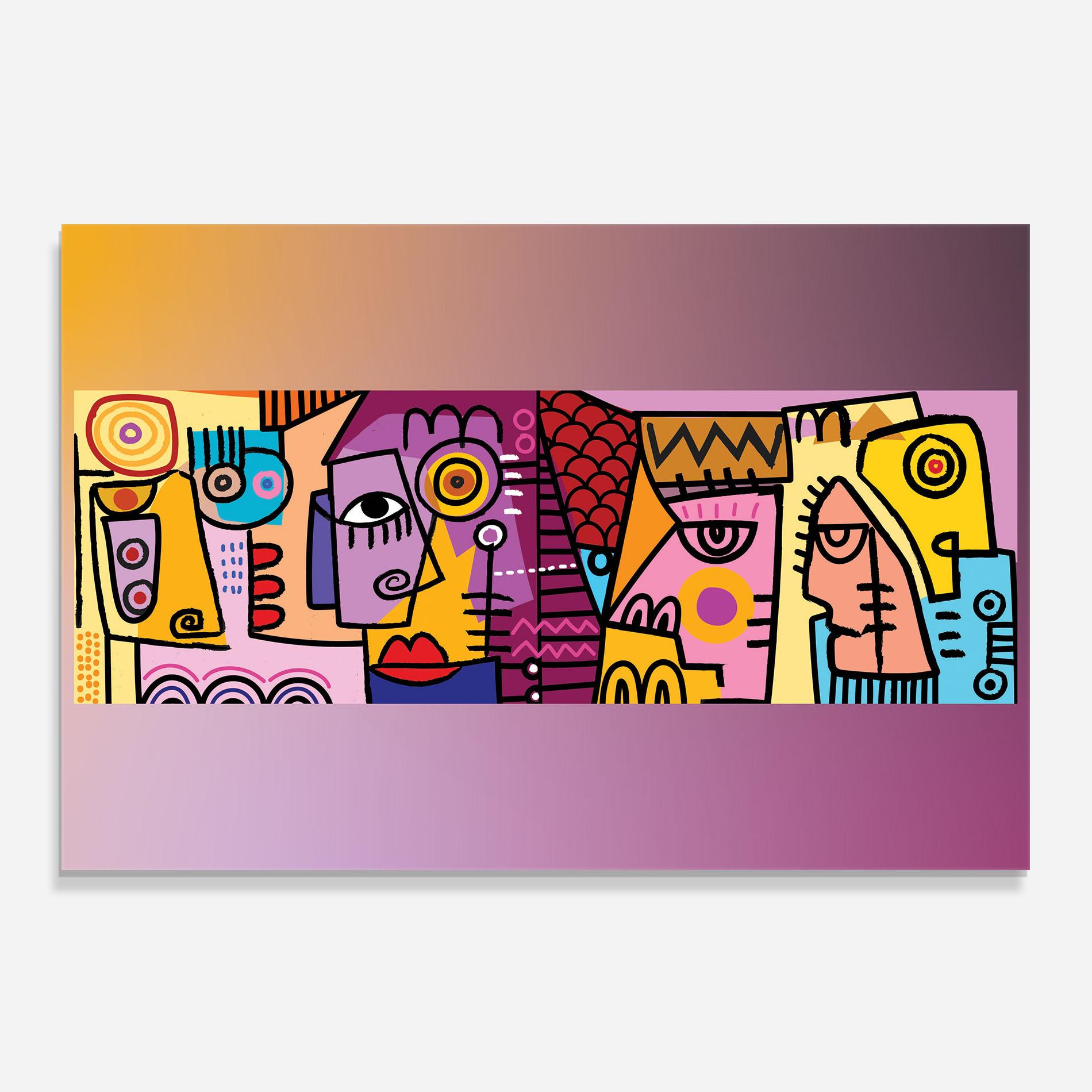 Küchenrückwand Glas Face Group Purple mockup 0