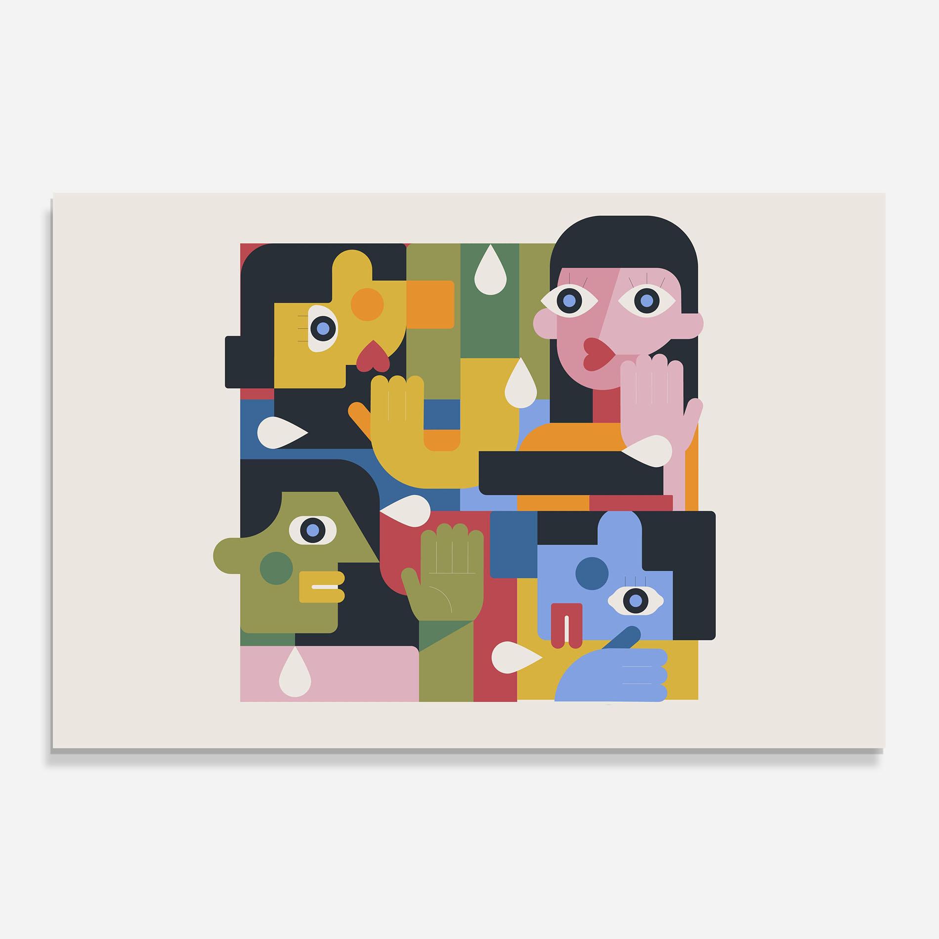 Küchenrückwand Glas Minimal People Collage mockup 0