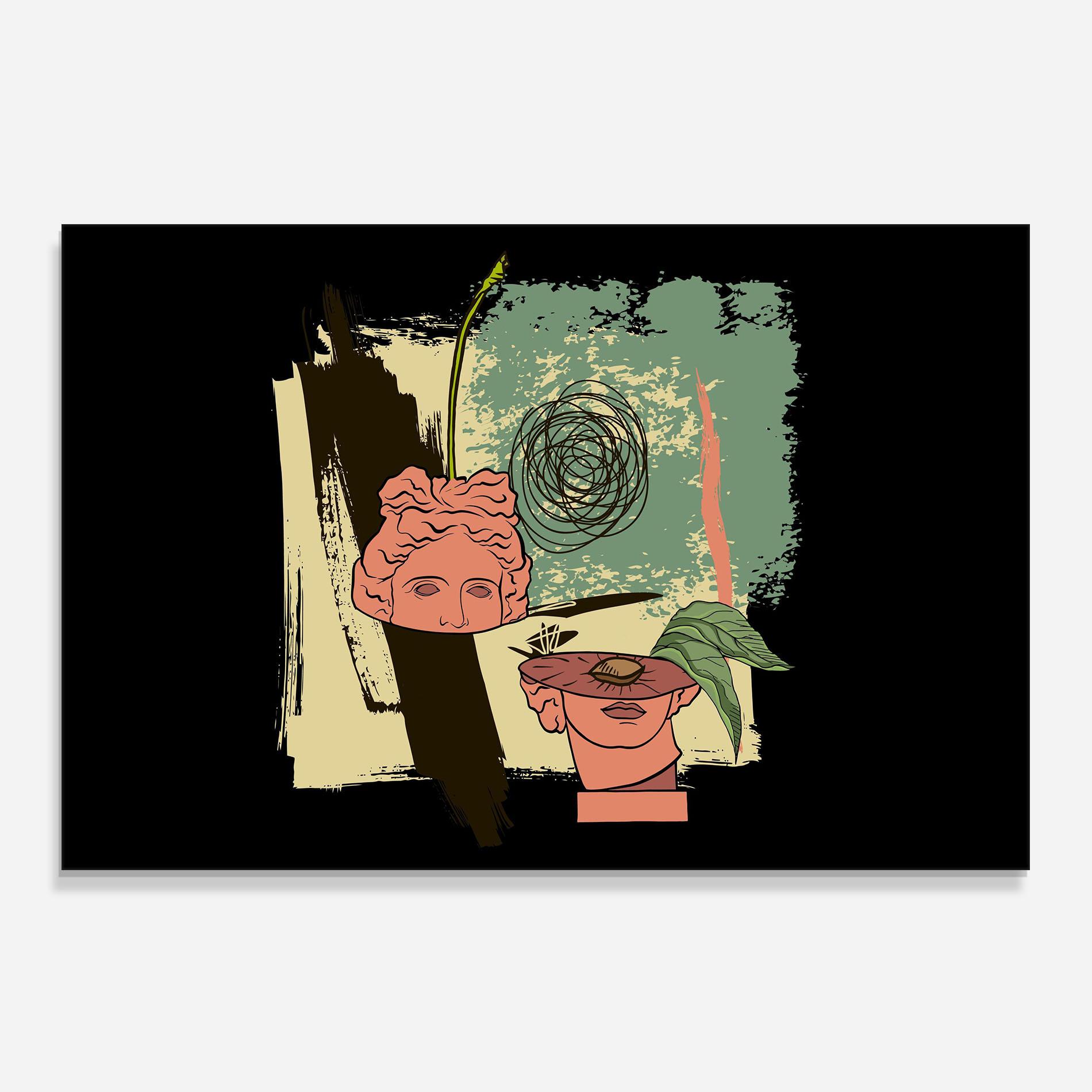 Küchenrückwand Glas Statue Fruit mockup 0