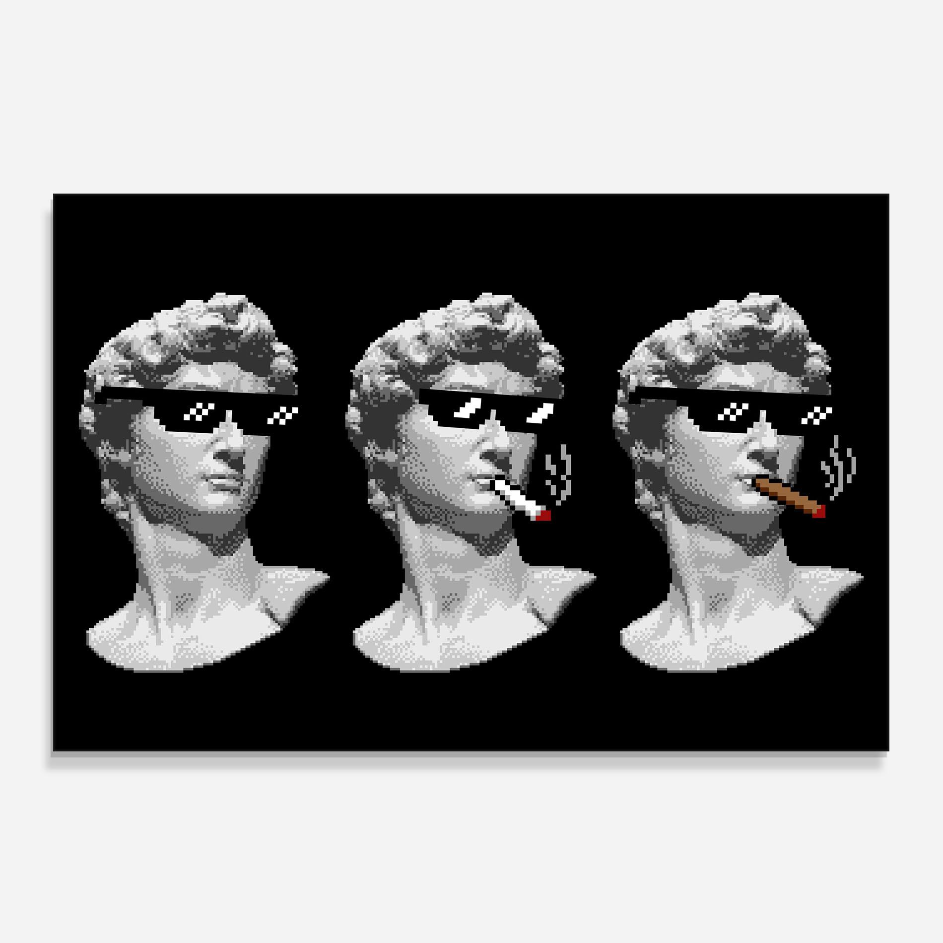 Küchenrückwand Glas Statue Smoking mockup 0