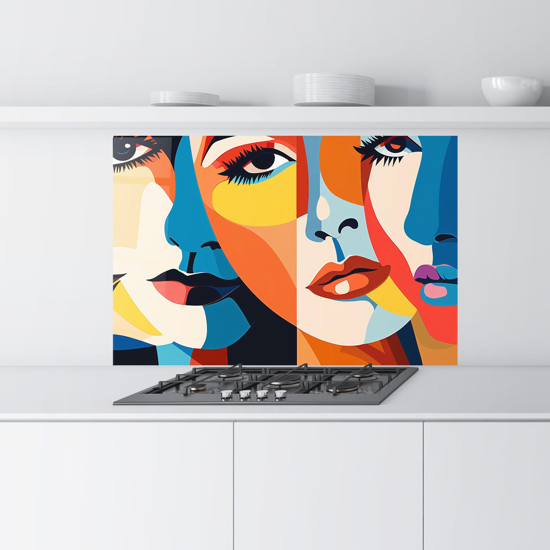 Küchenrückwand Glas Beauty Face Collage mockup 9