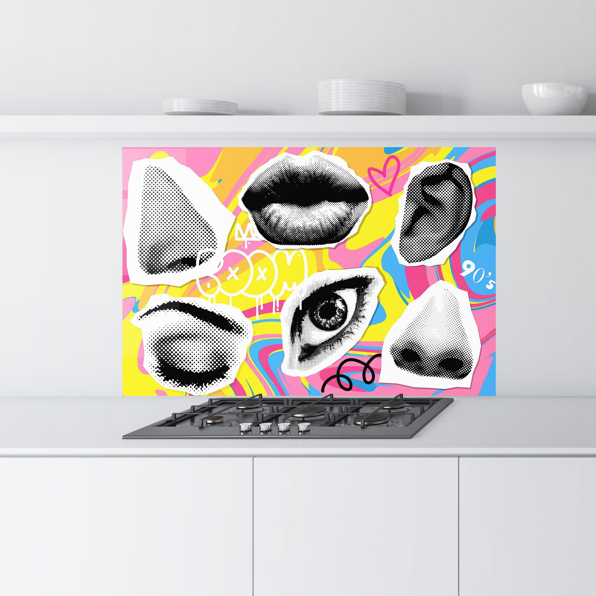 Küchenrückwand Glas Boom 90s mockup 9