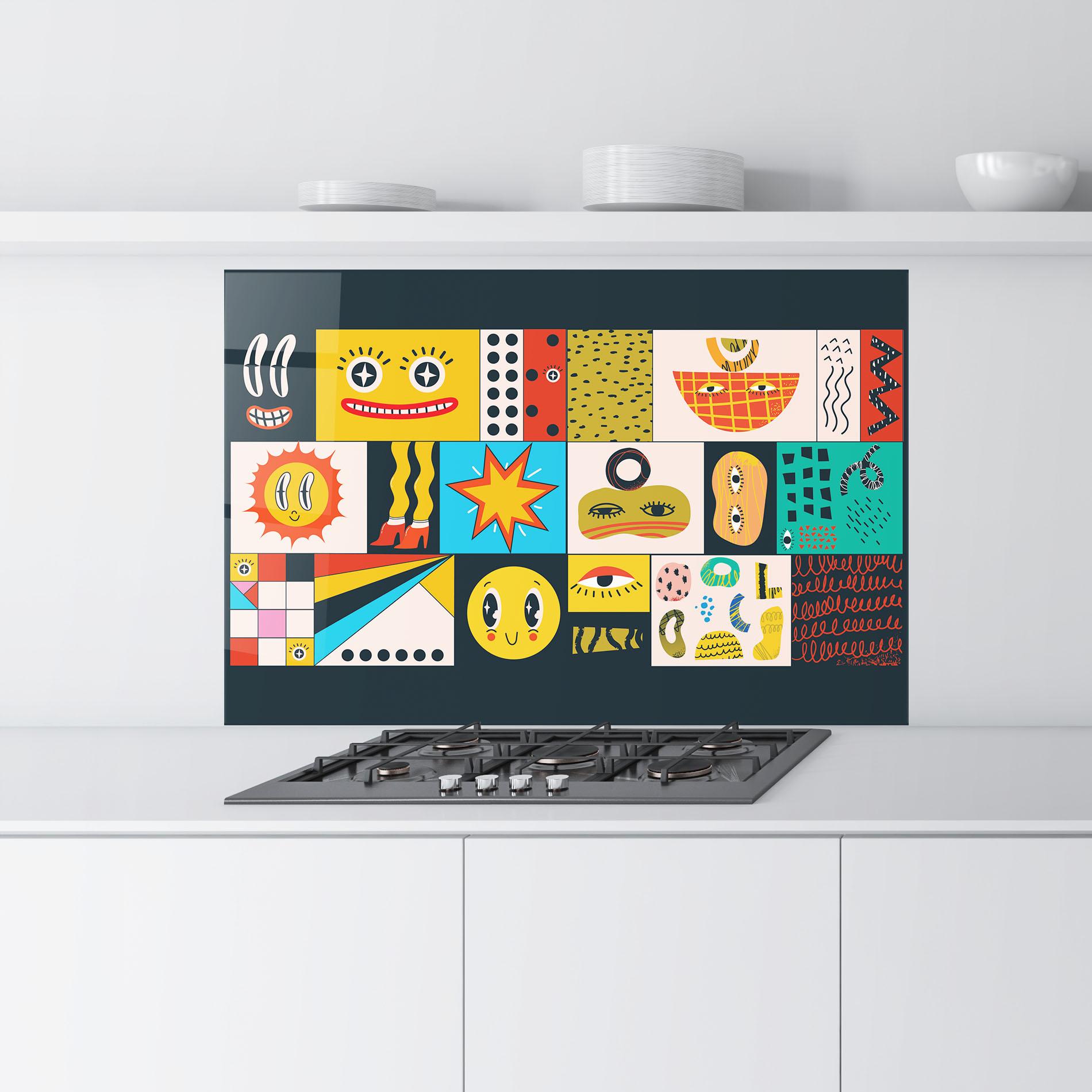 Küchenrückwand Glas Cool Eye Shape mockup 9