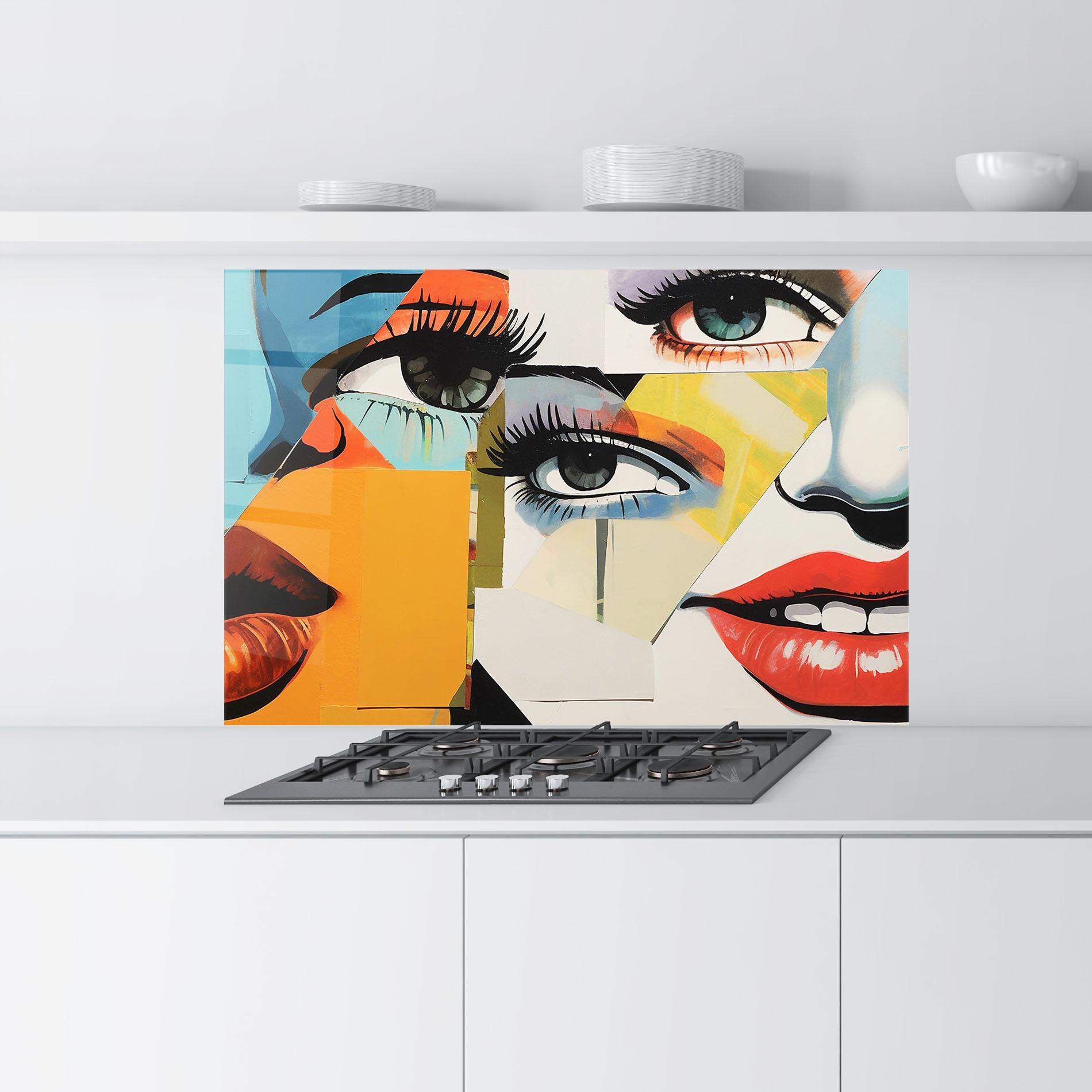 Küchenrückwand Glas Drawing Collage mockup 9