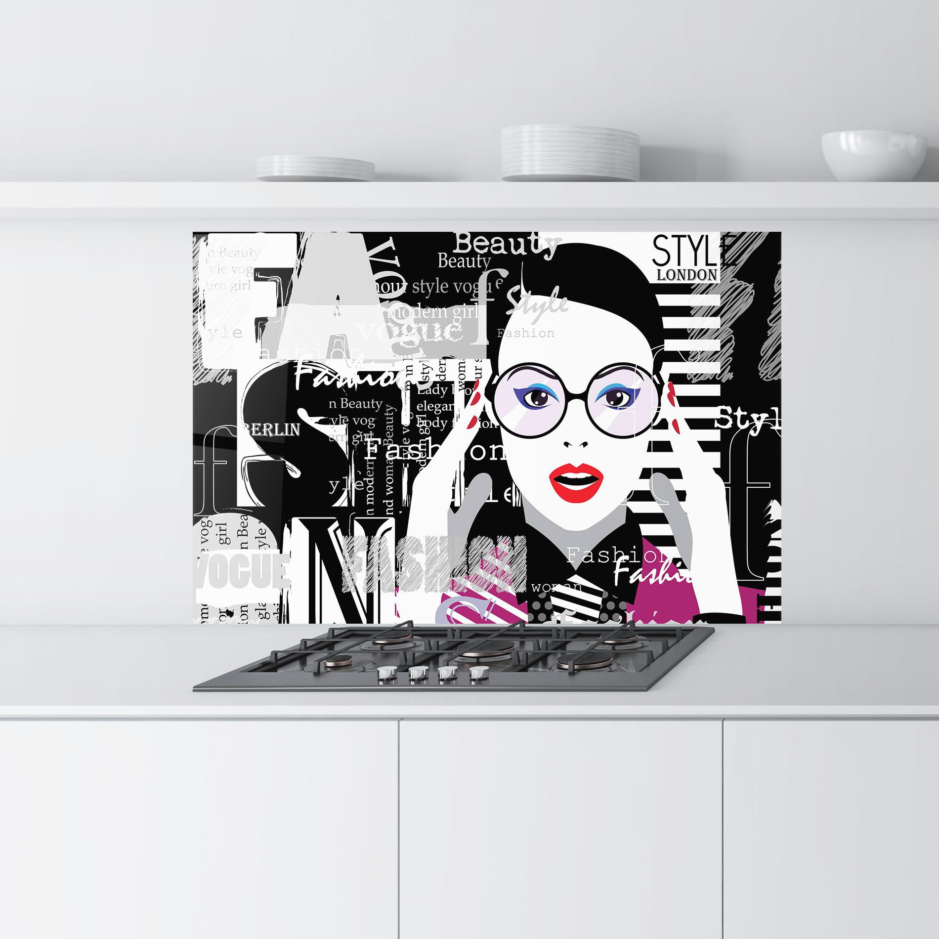 Küchenrückwand Glas Fashion Collage mockup 9