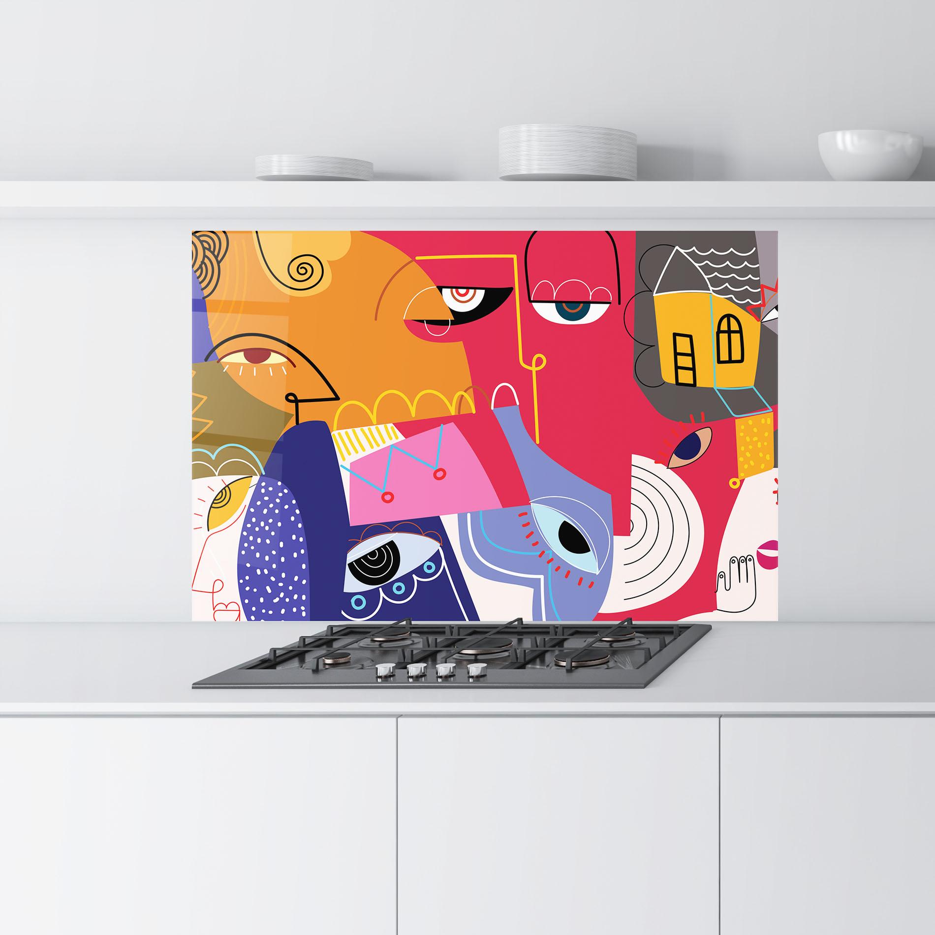 Küchenrückwand Glas Line Eye Family mockup 9