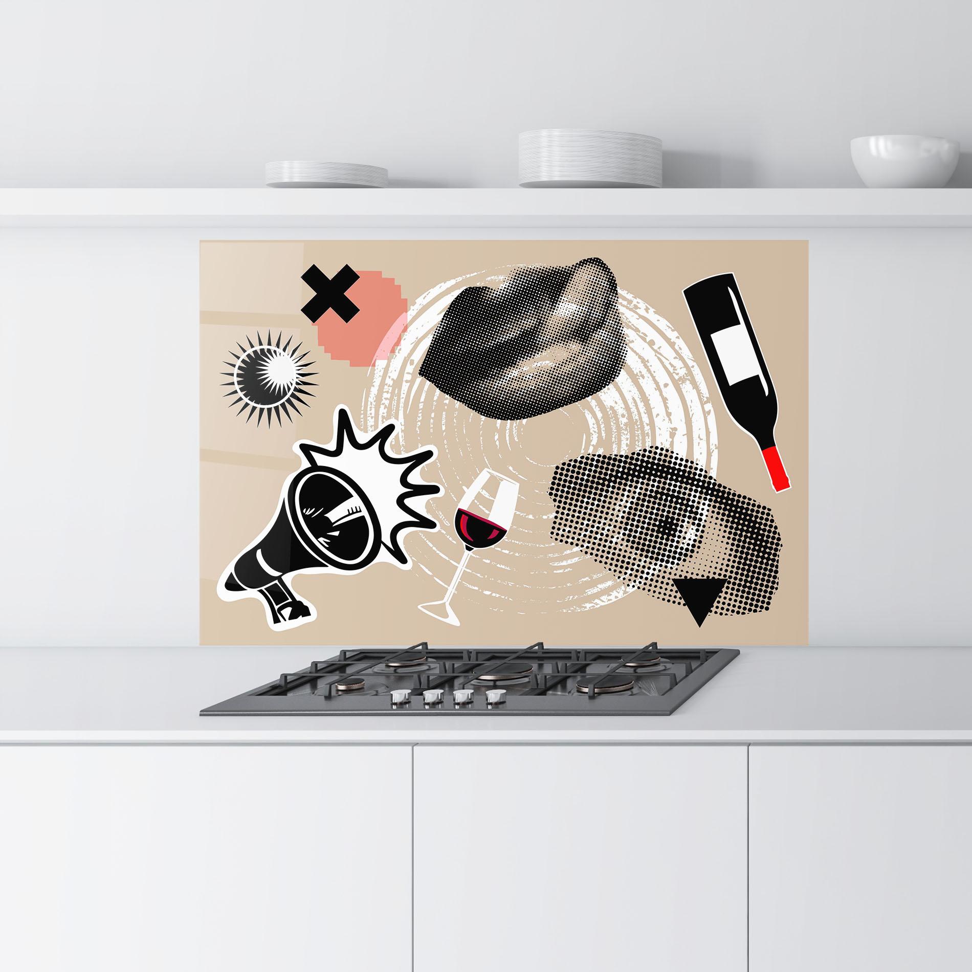 Küchenrückwand Glas Lips Mouth Collage mockup 9