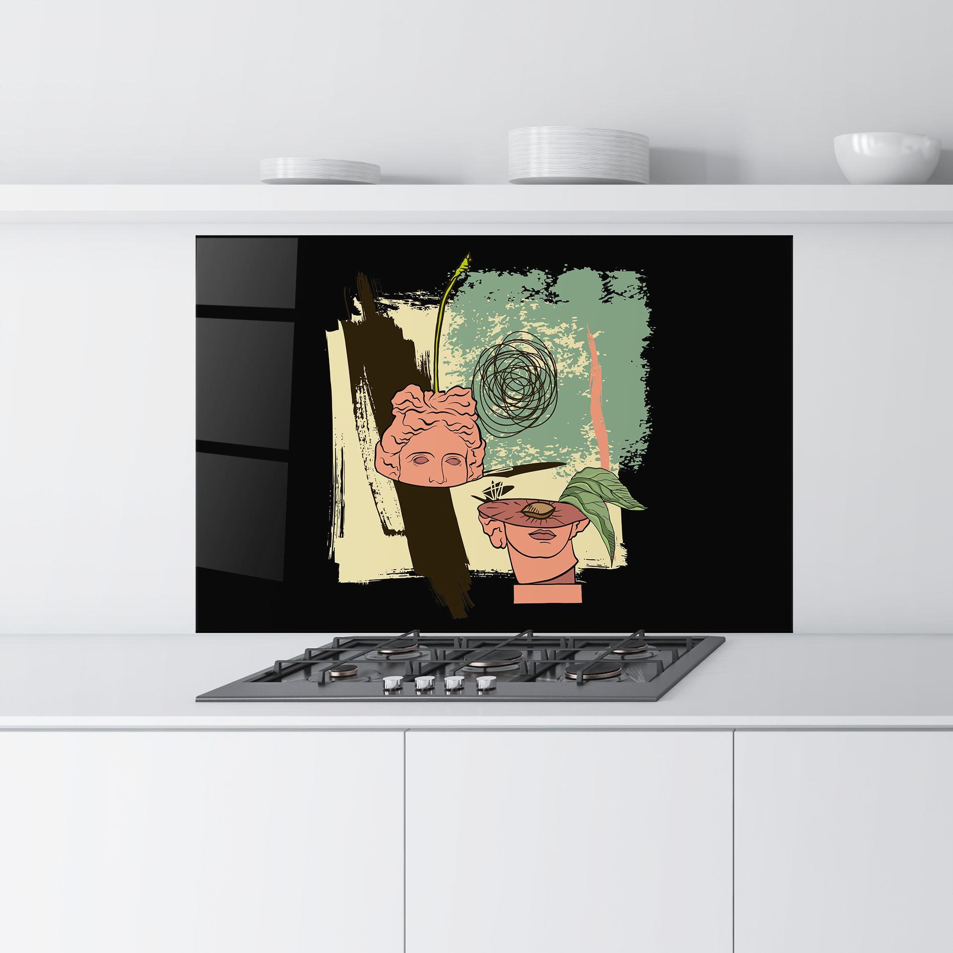 Küchenrückwand Glas Statue Fruit mockup 9