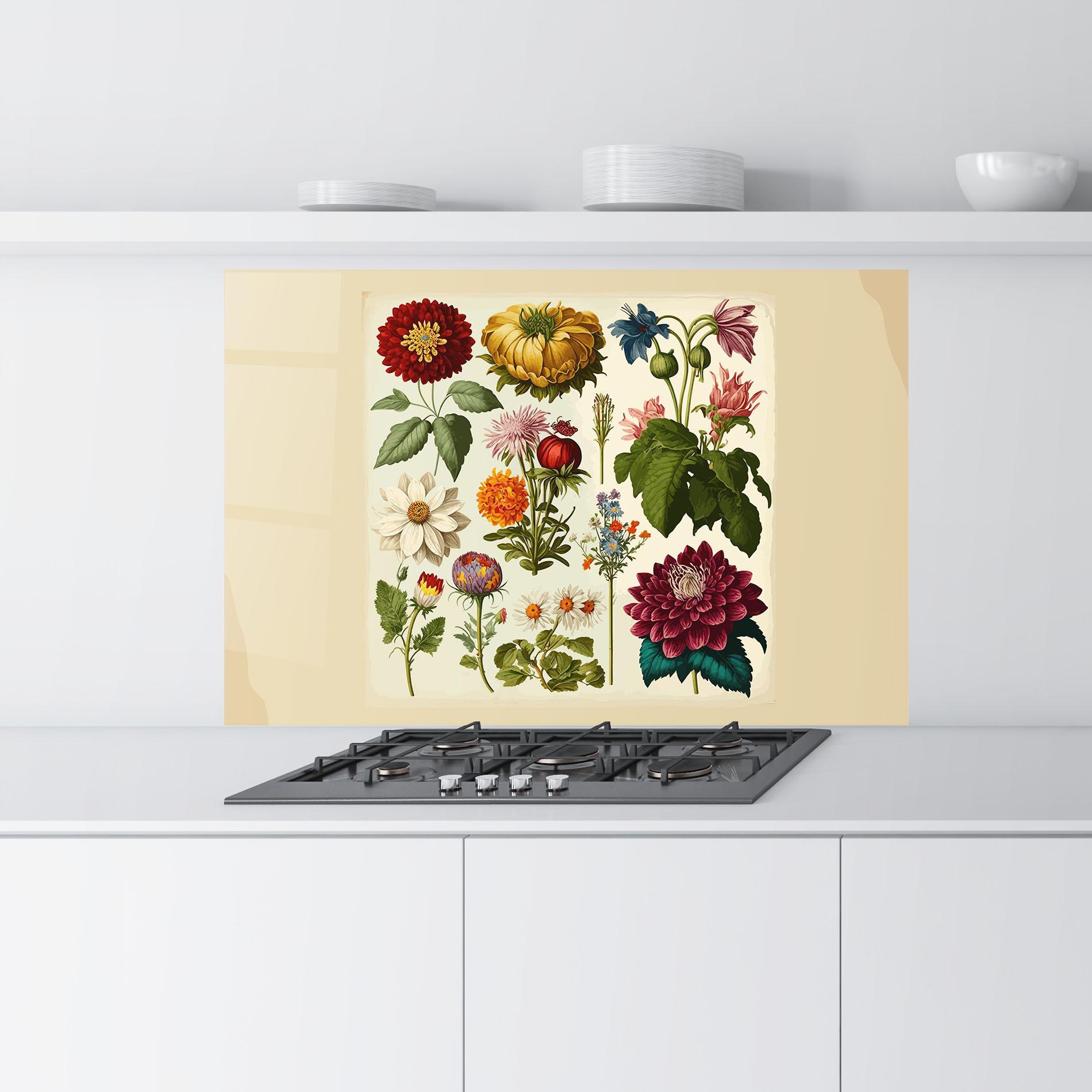 Küchenrückwand Glas Vintage Botanical mockup 9
