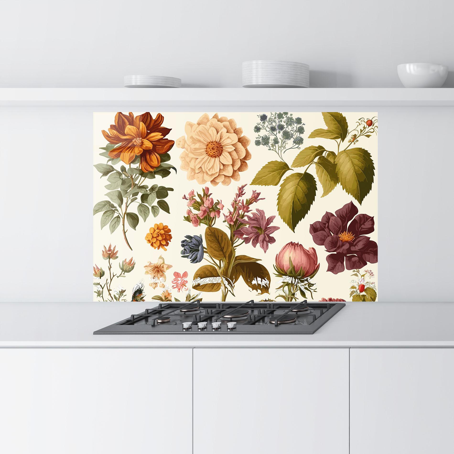 Küchenrückwand Glas Vintage Plant Collage mockup 9