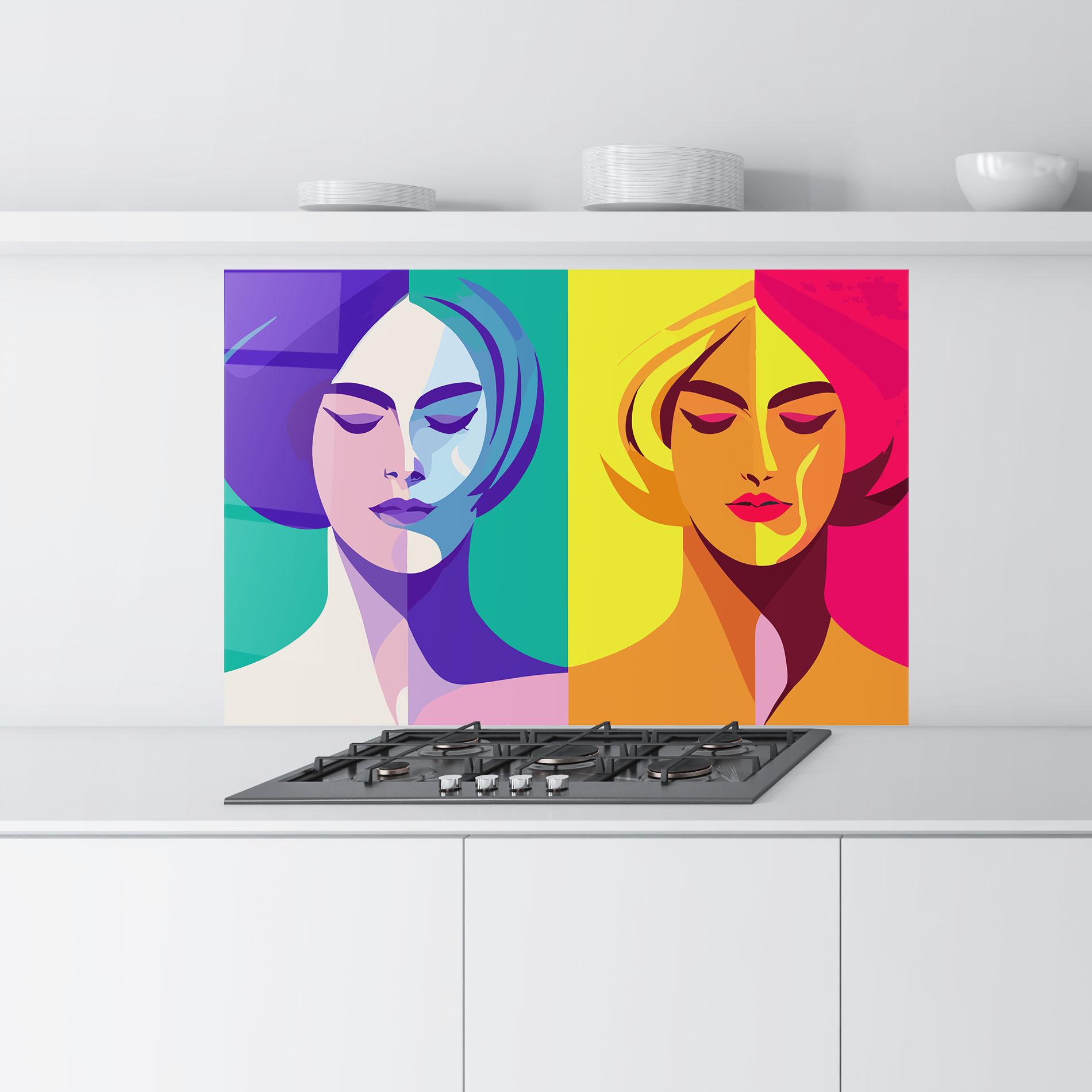 Küchenrückwand Glas Winter Summer Girl mockup 9