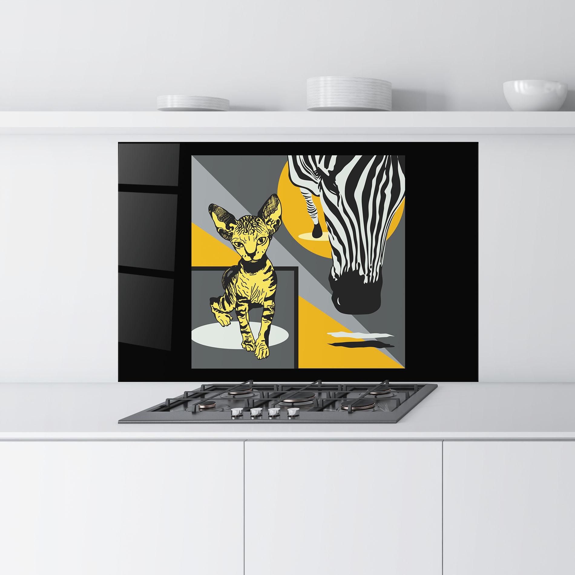 Küchenrückwand Glas Zebra And Cat mockup 9