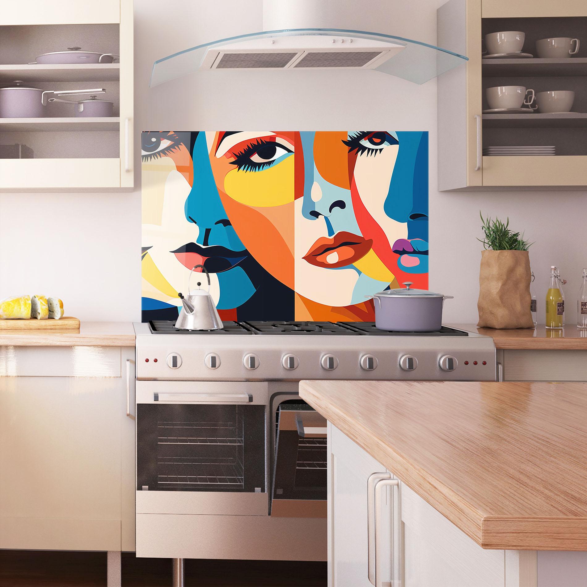 Küchenrückwand Glas Beauty Face Collage mockup 1