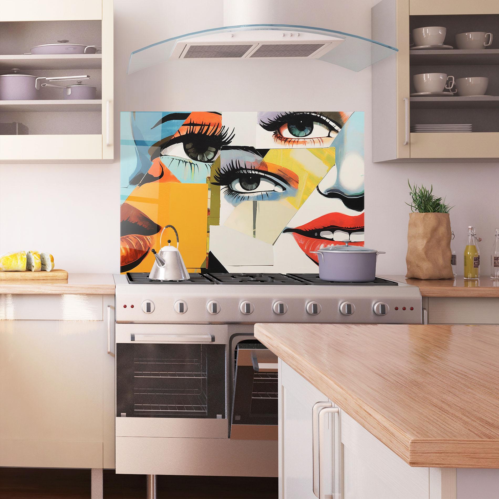 Küchenrückwand Glas Drawing Collage mockup 1