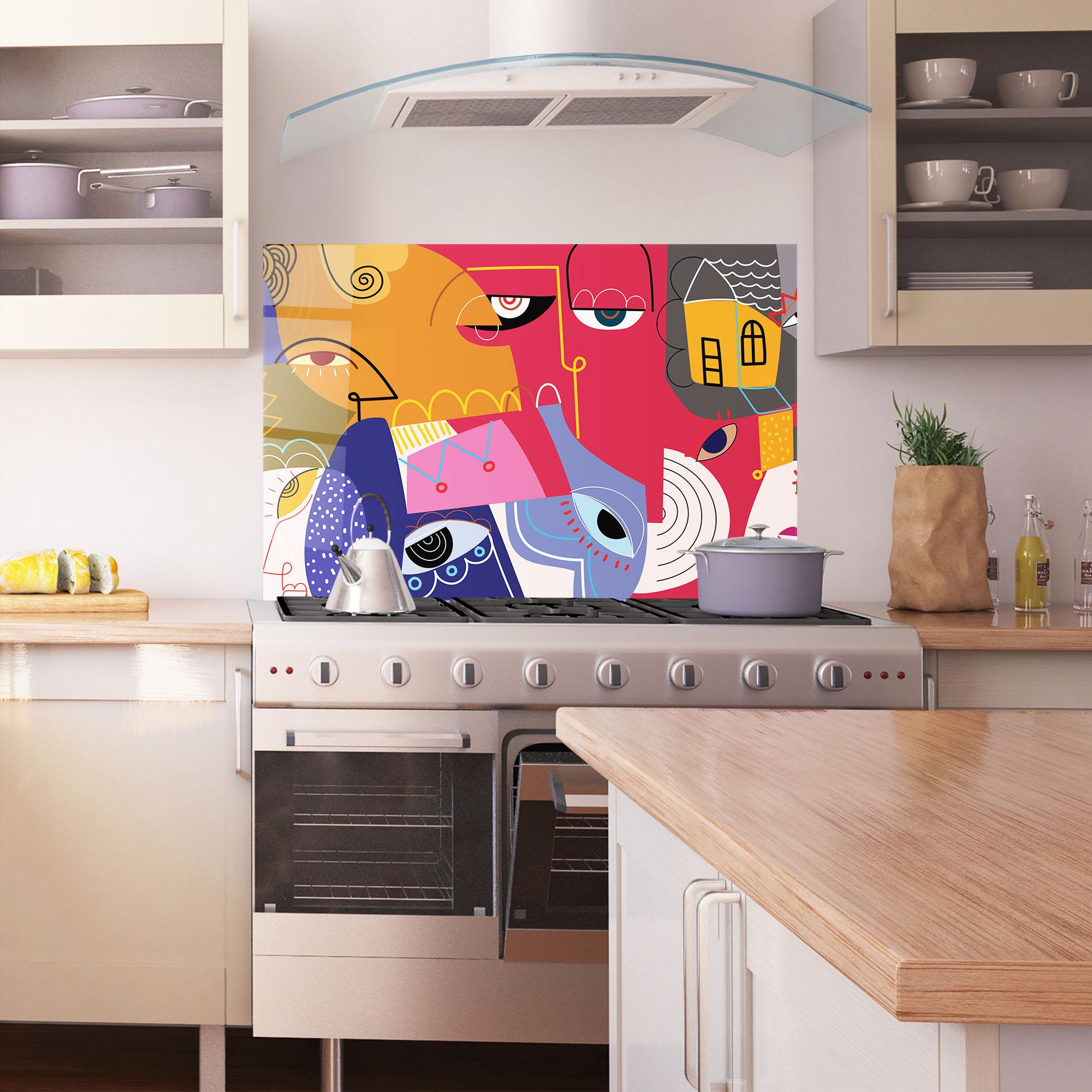 Küchenrückwand Glas Line Eye Family mockup 1