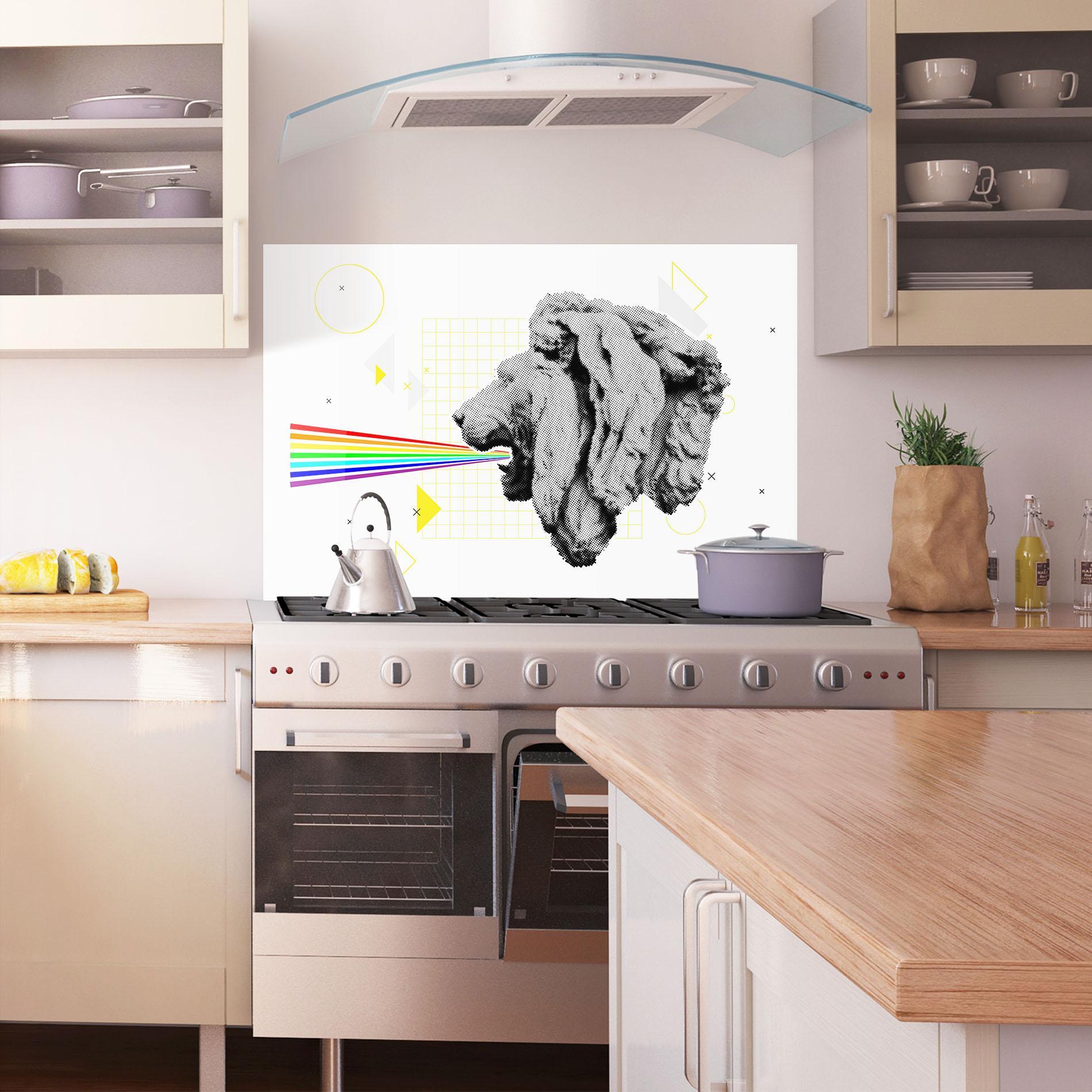 Küchenrückwand Glas Lion Collage mockup 1
