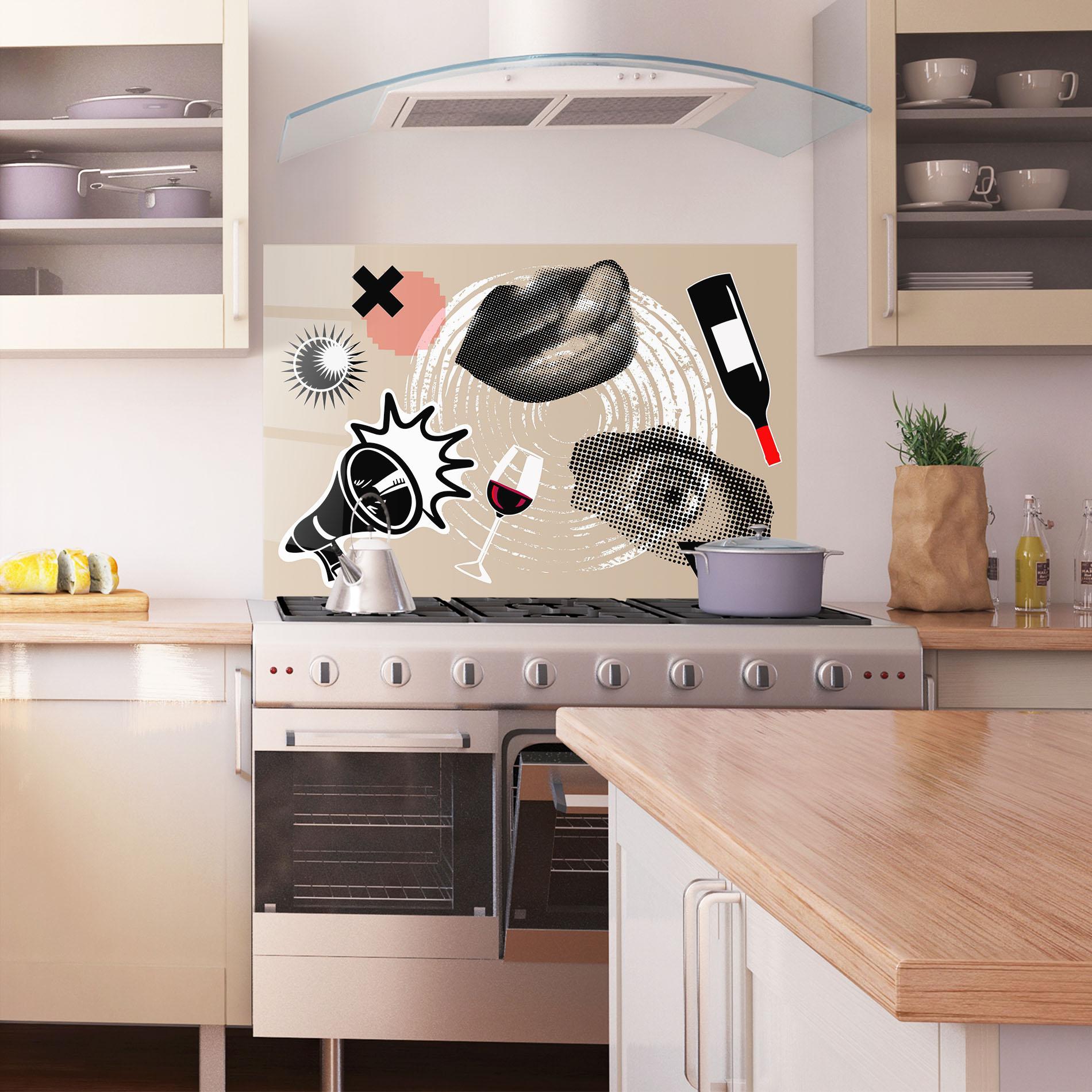 Küchenrückwand Glas Lips Mouth Collage mockup 1