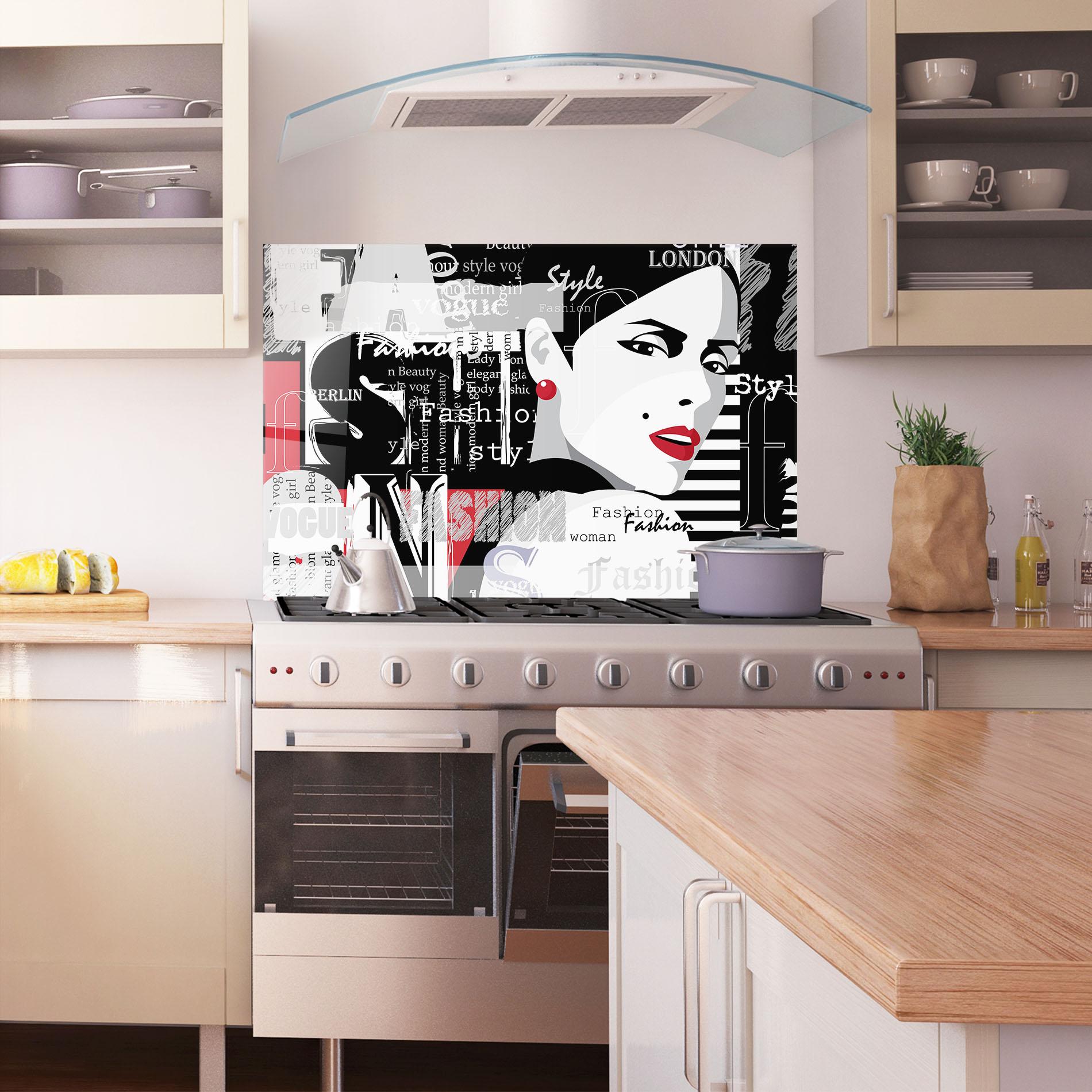 Küchenrückwand Glas London Fashion Collage mockup 1