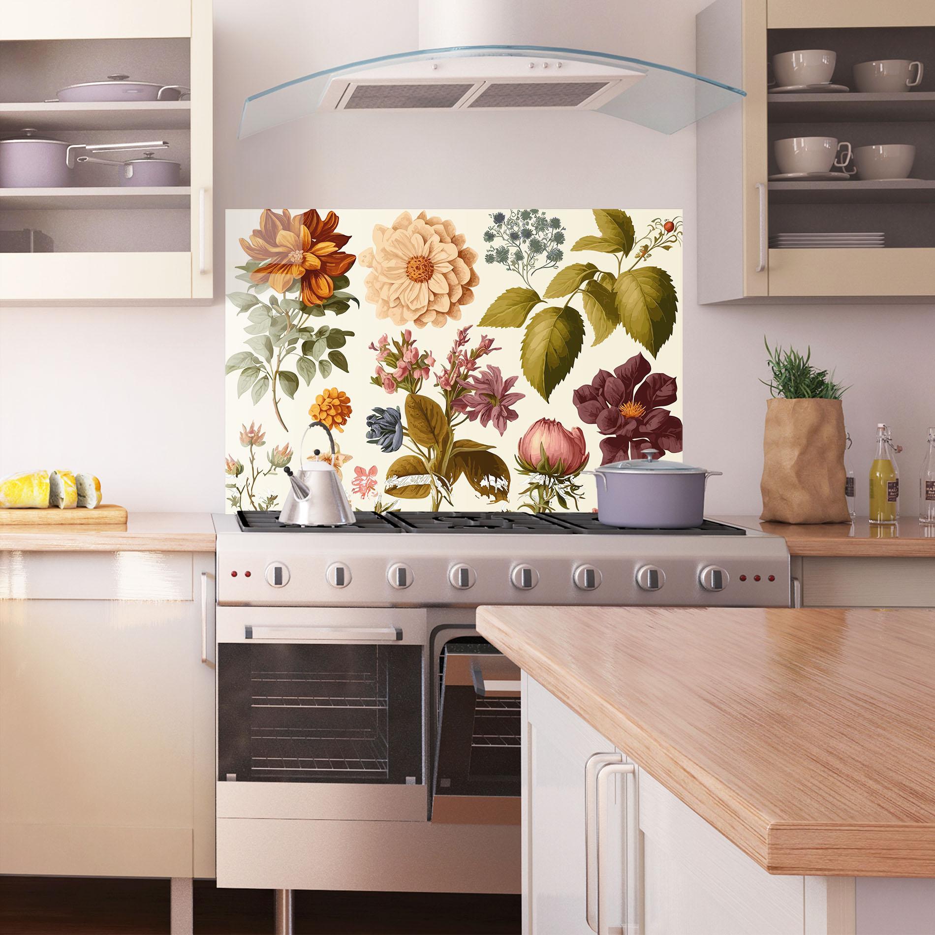 Küchenrückwand Glas Vintage Plant Collage mockup 1