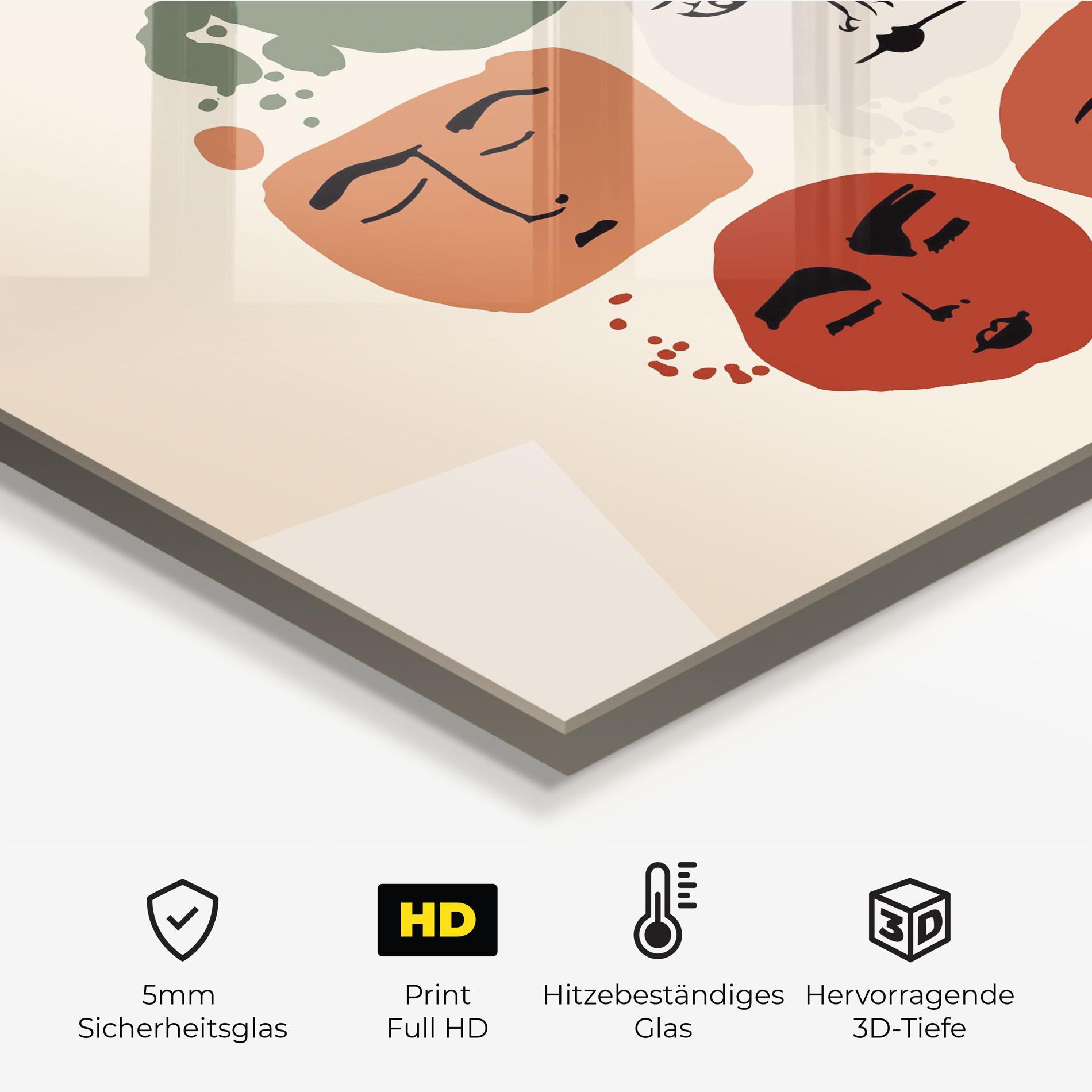 Küchenrückwand Glas Circle Faces mockup 2