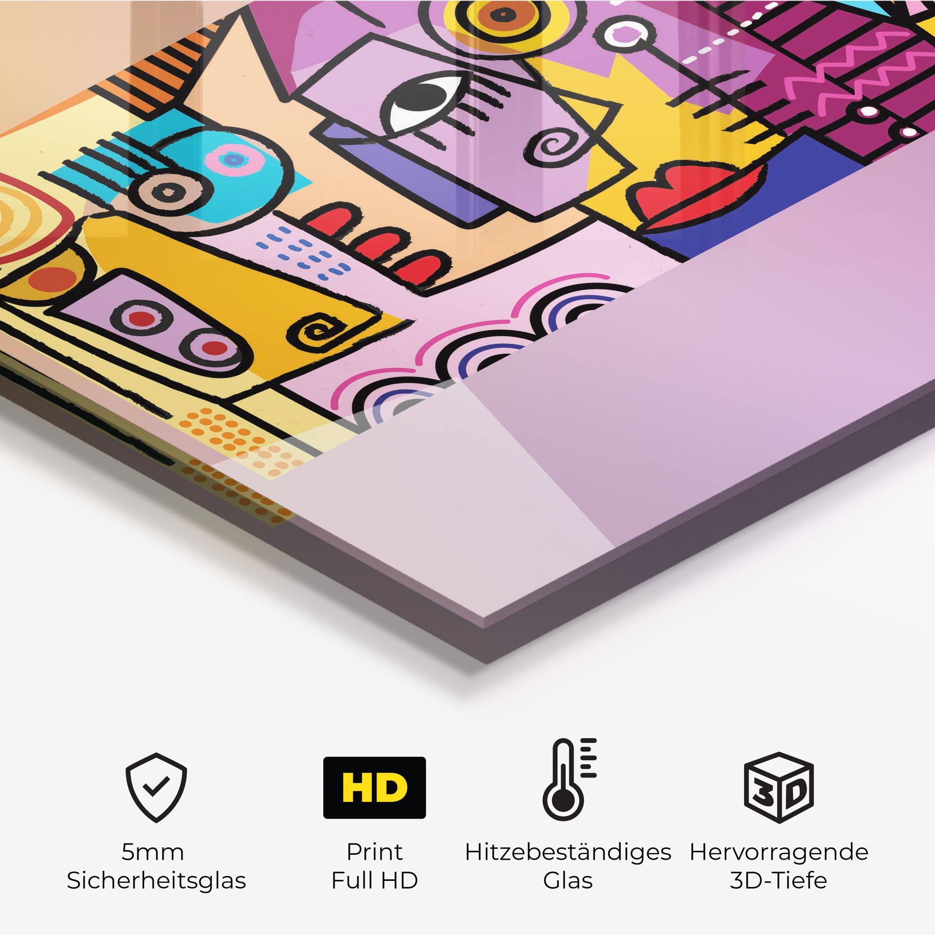 Küchenrückwand Glas Face Group Purple mockup 2