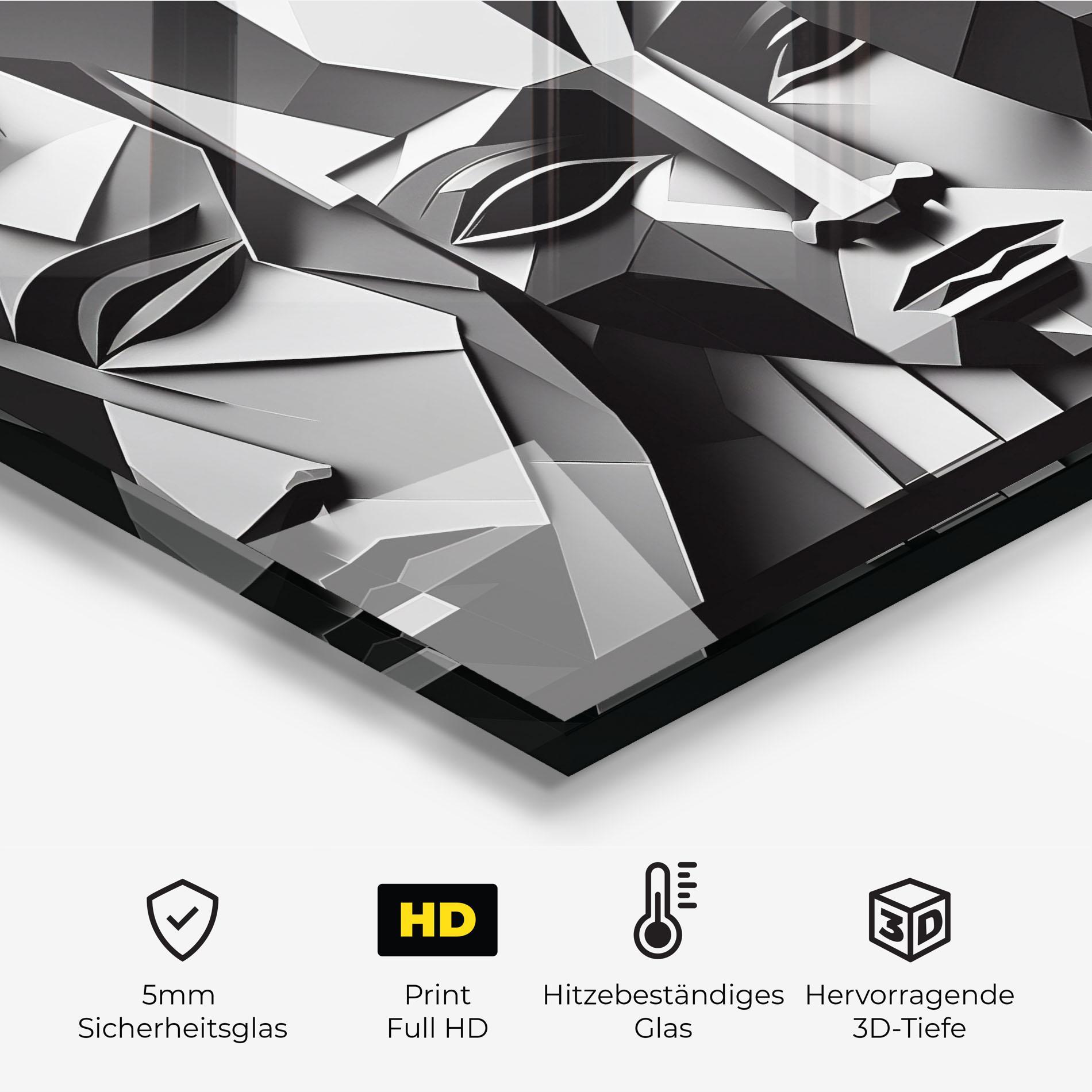 Küchenrückwand Glas Grey Faces Collage mockup 2