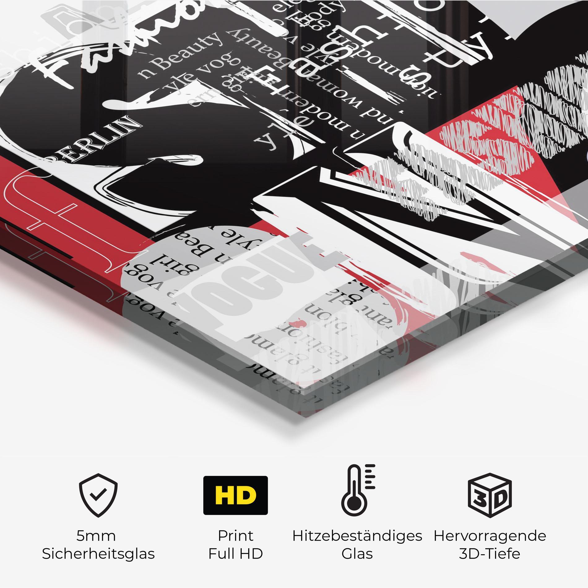 Küchenrückwand Glas London Fashion Collage mockup 2